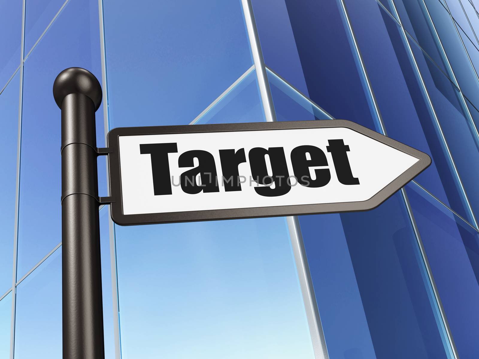 Finance concept: sign Target on Building background, 3D rendering