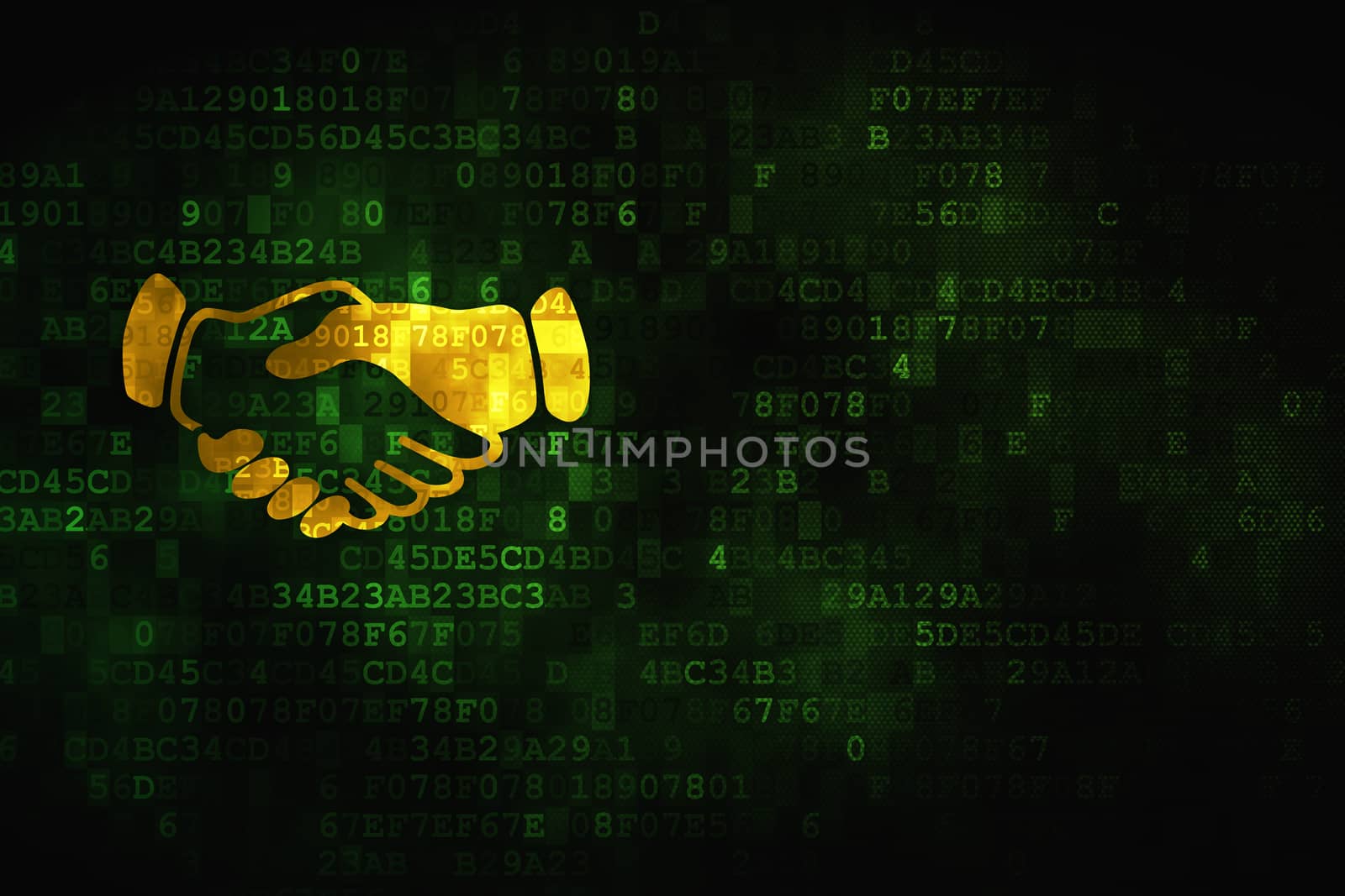 Business concept: Handshake on digital background by maxkabakov