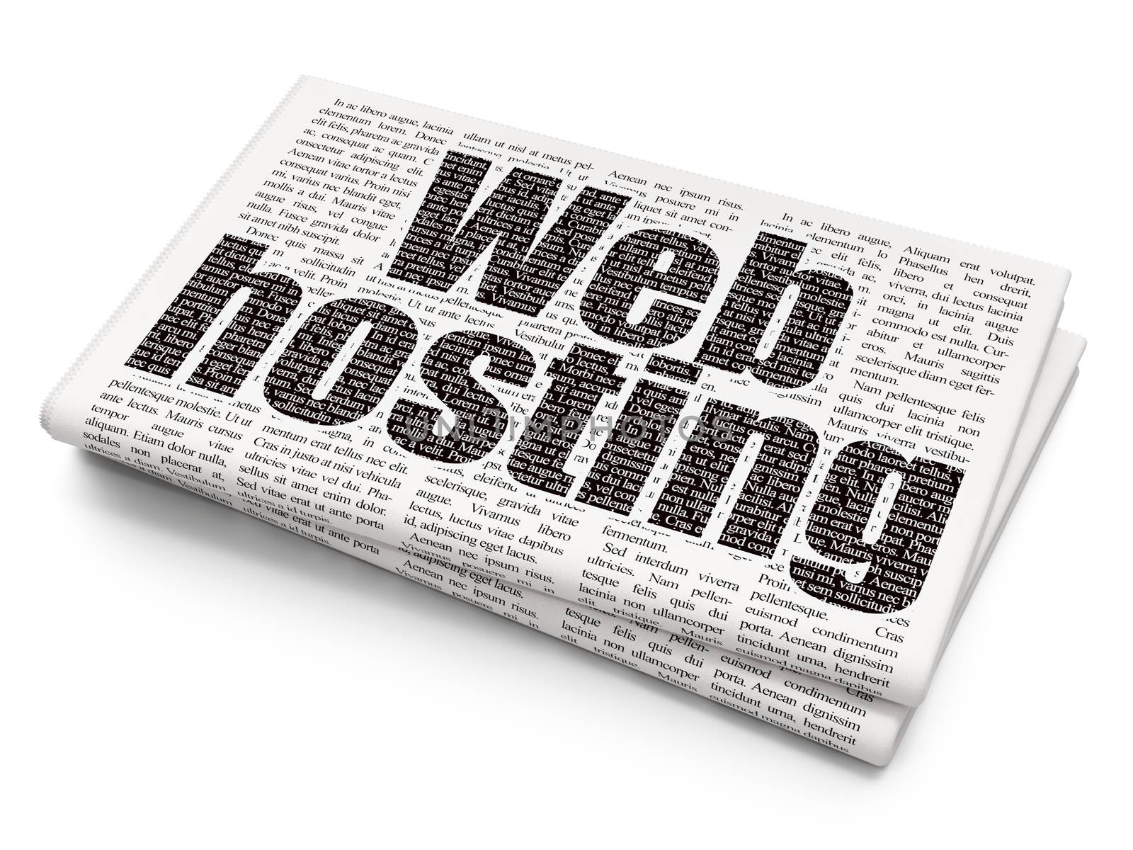 Web design concept: Web Hosting on Newspaper background by maxkabakov