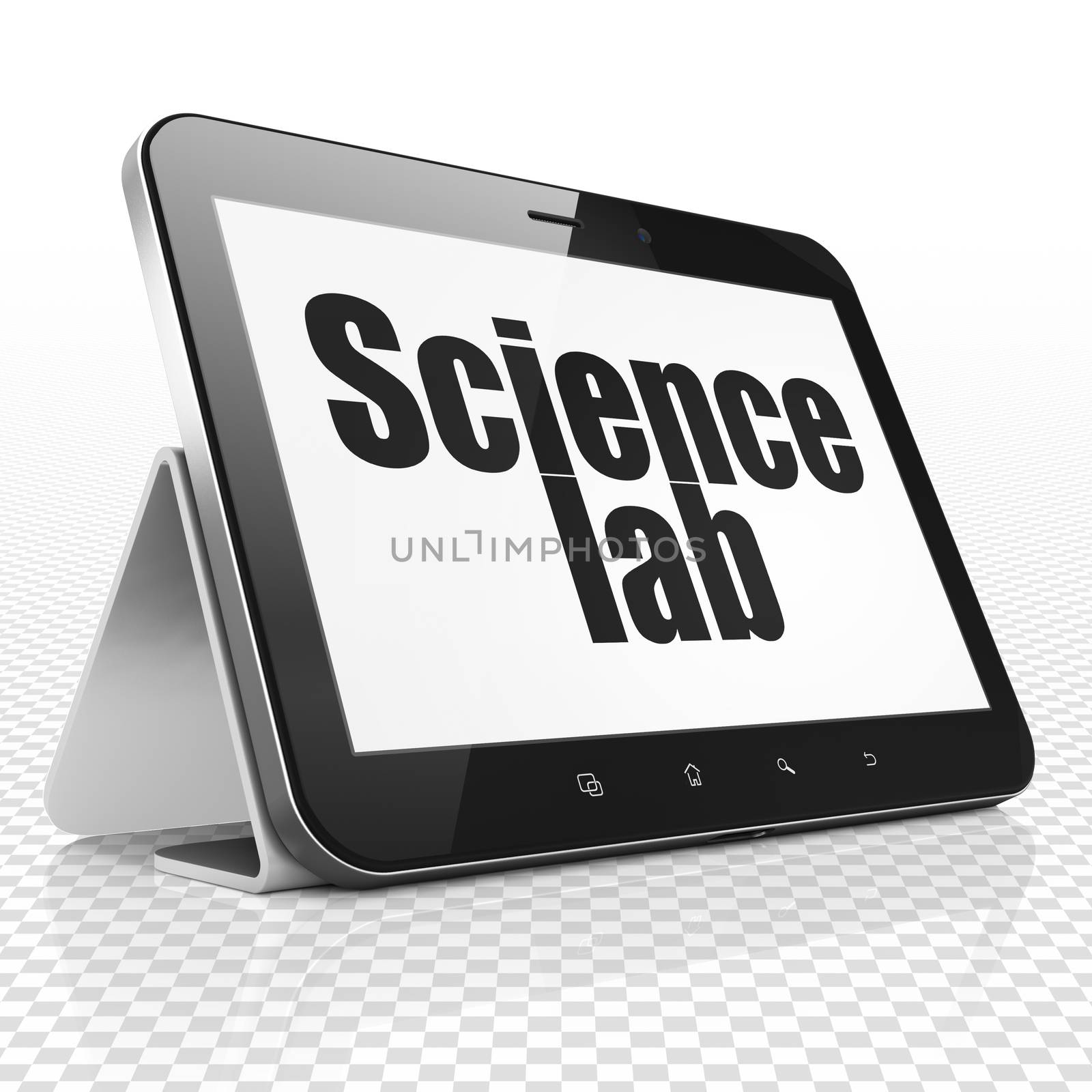 Science concept: Tablet Computer with Science Lab on display by maxkabakov