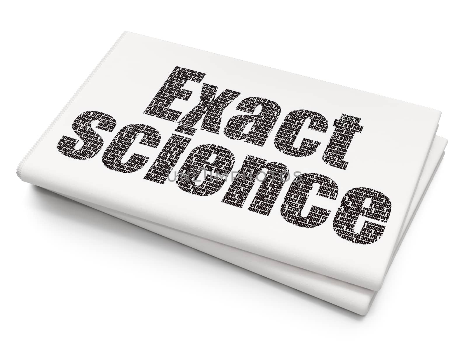 Science concept: Pixelated black text Exact Science on Blank Newspaper background, 3d rendering