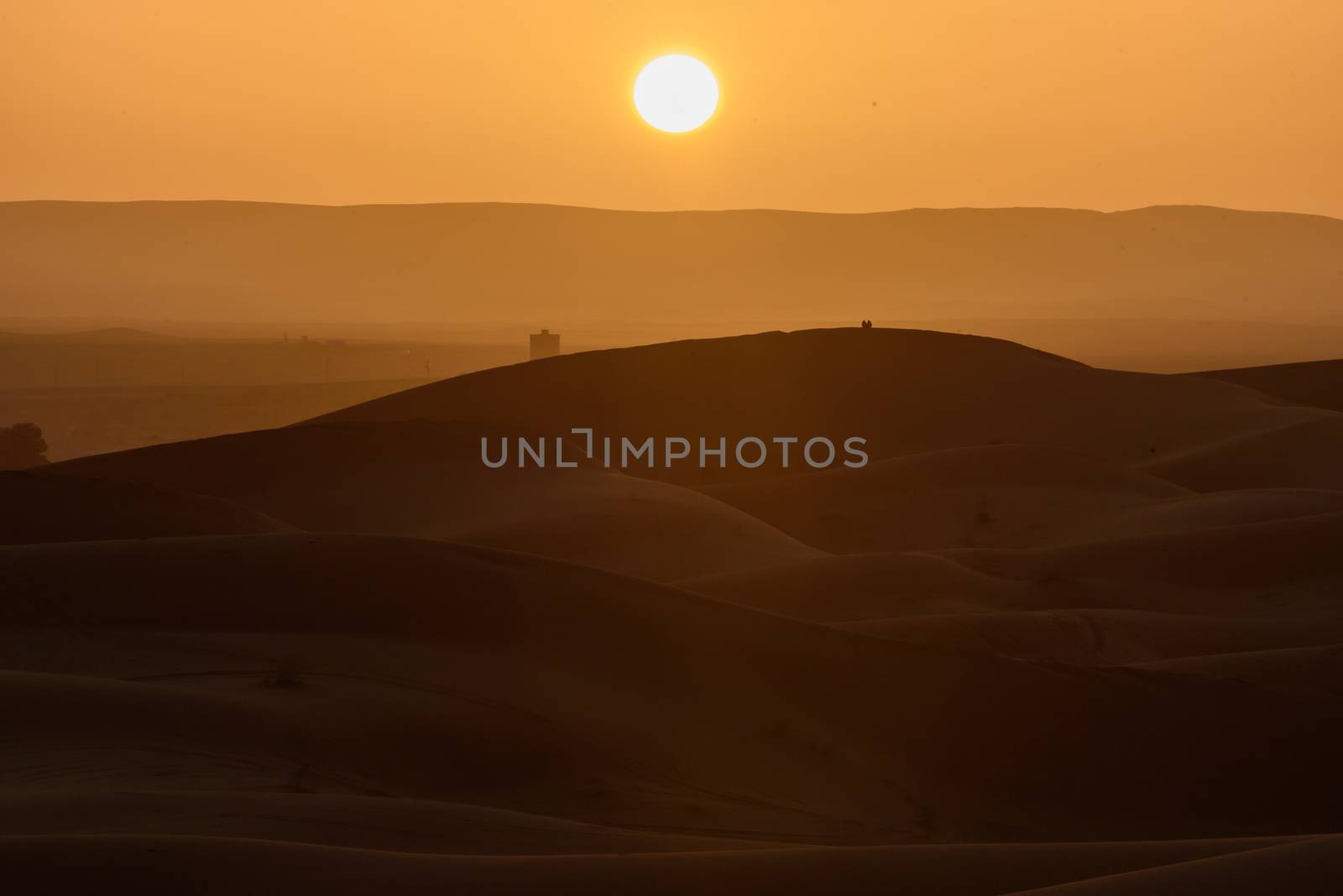 Sunset over the dunes, Morocco, Sahara Desert by johnnychaos