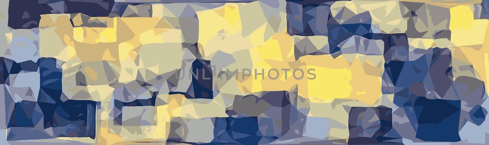 yellow and blue painting abstract background in panorama