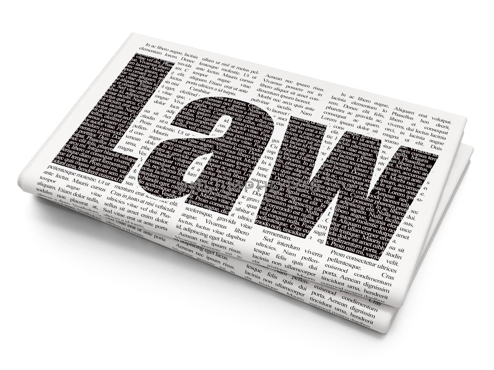 Law concept: Pixelated black text Law on Newspaper background