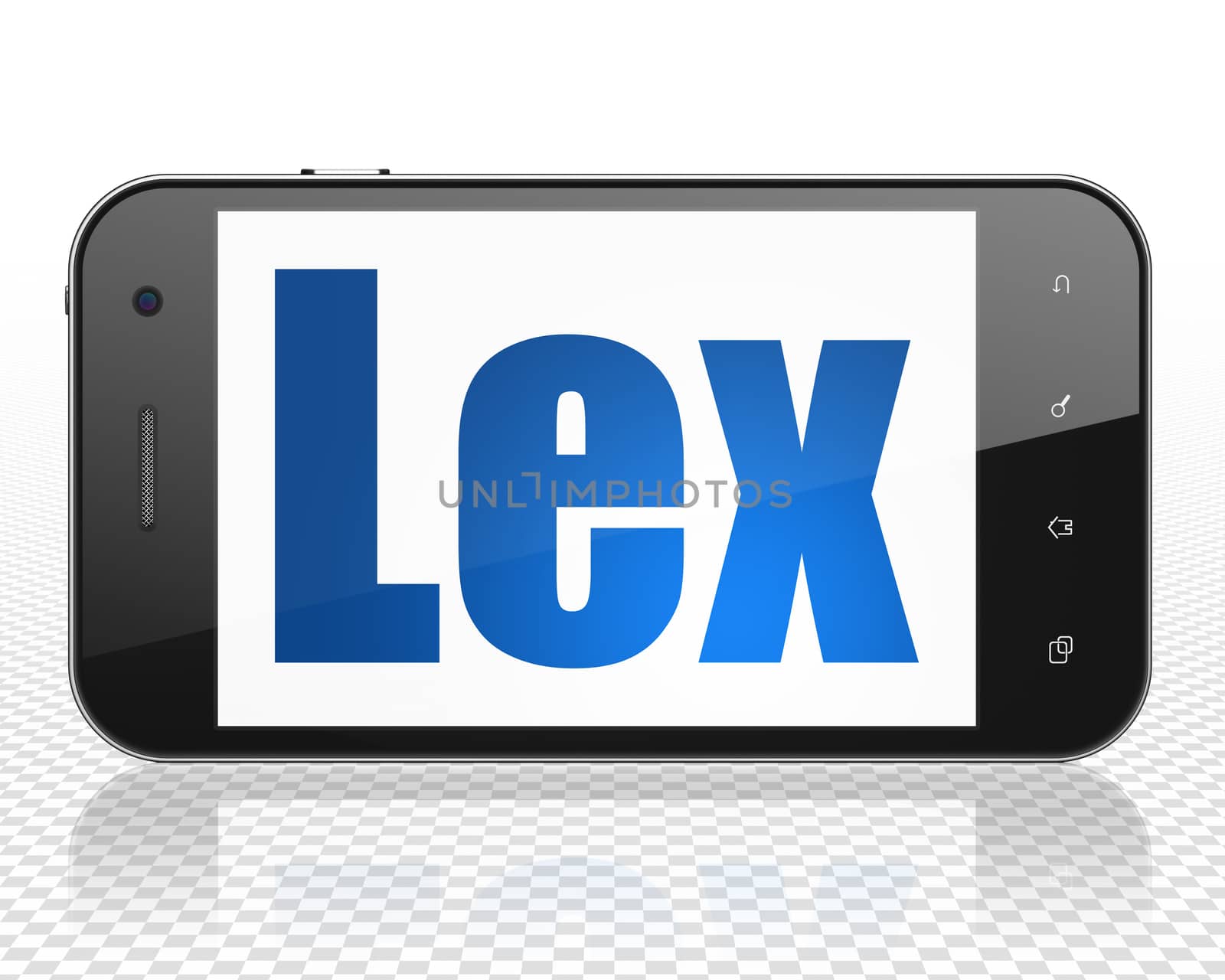 Law concept: Smartphone with blue text Lex on display