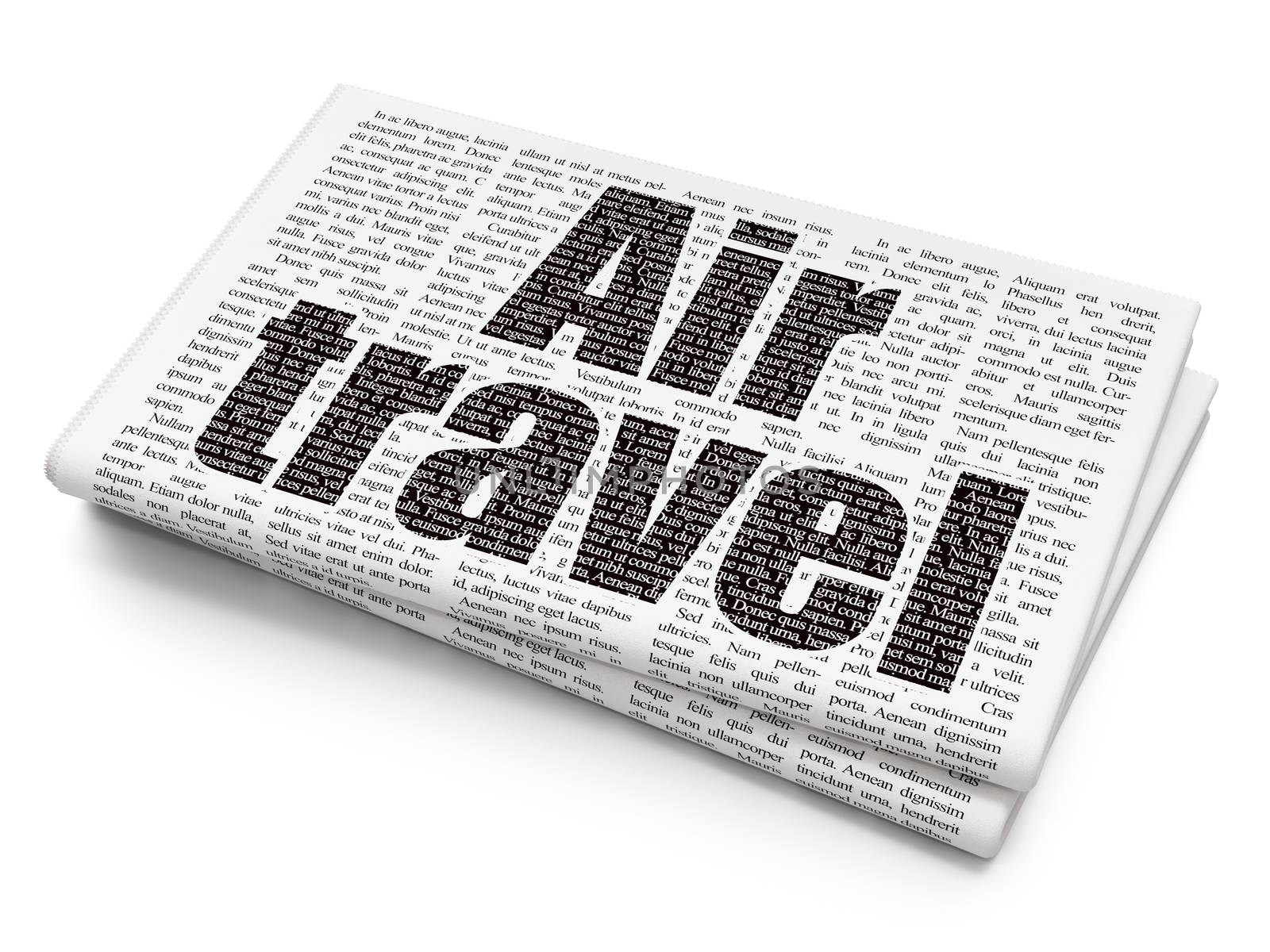 Tourism concept: Pixelated black text Air Travel on Newspaper background