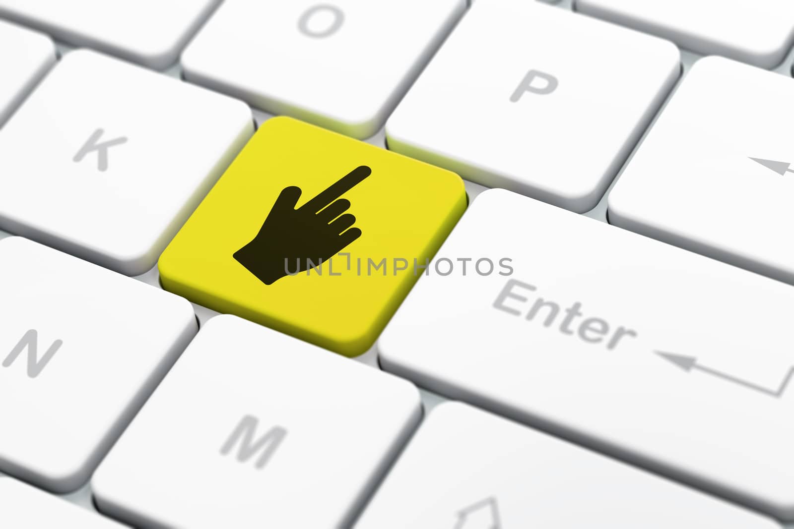 Social media concept: Mouse Cursor on computer keyboard background by maxkabakov