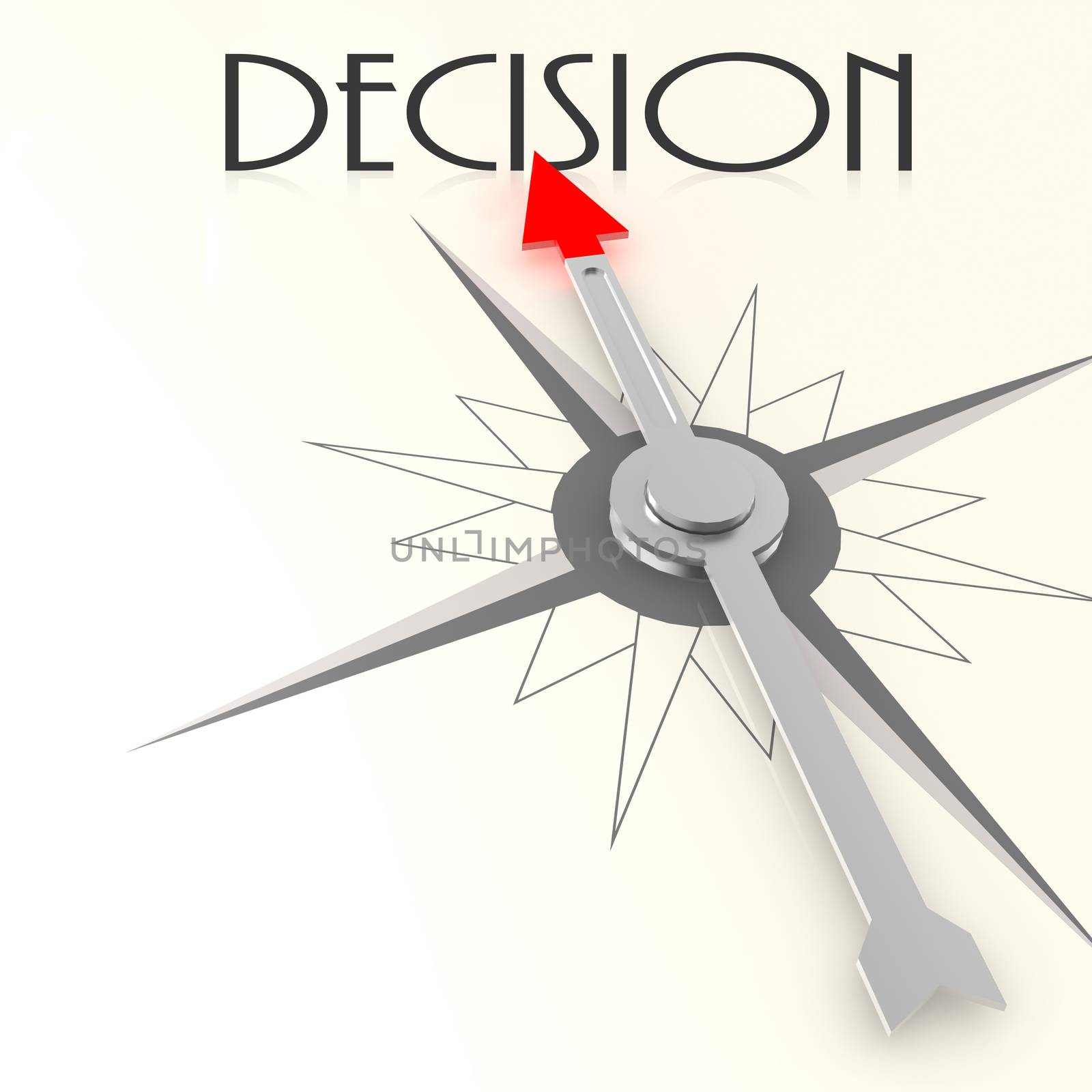 Compass with decision word image with hi-res rendered artwork that could be used for any graphic design.