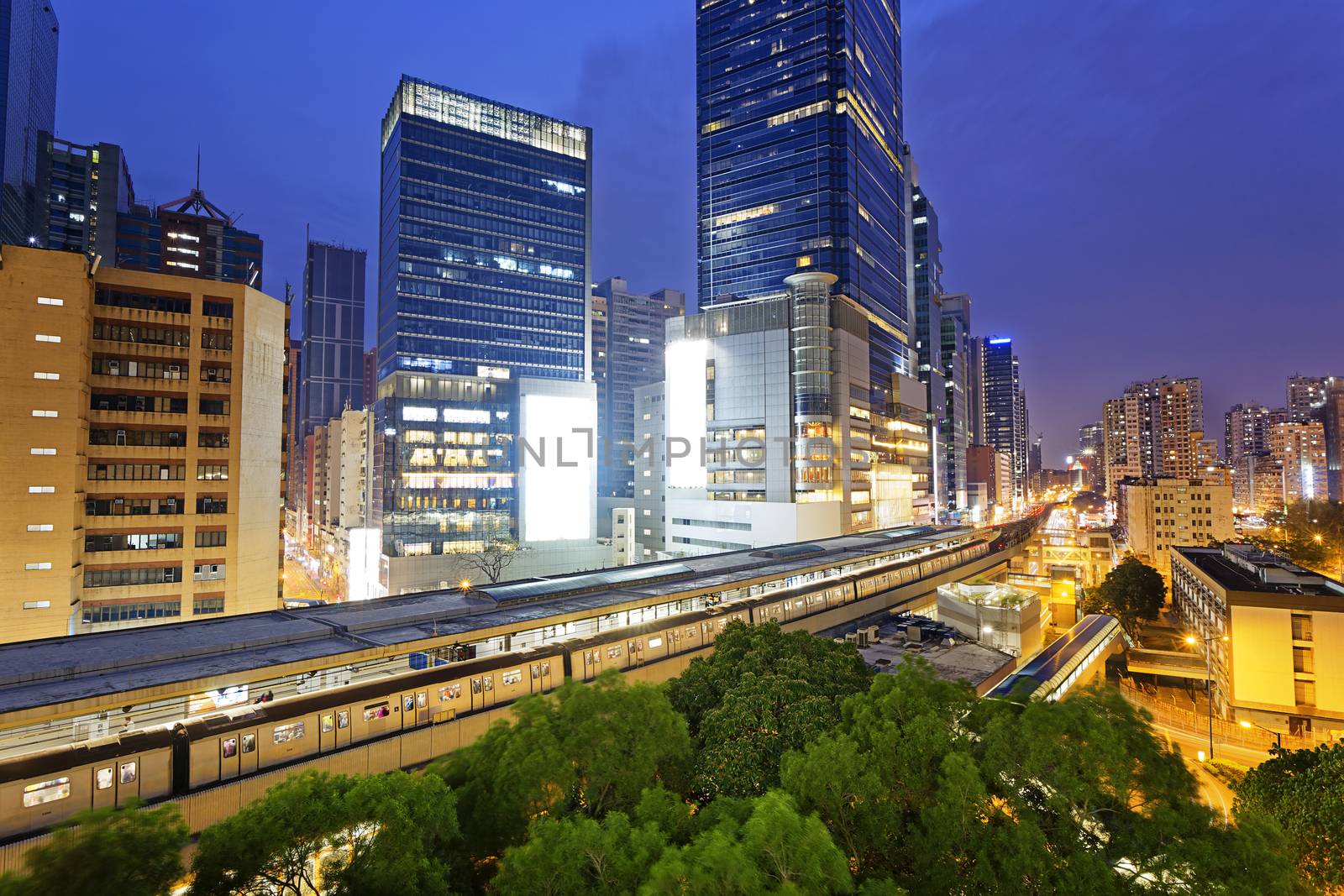 Hong Kong kwun tong downtown at night