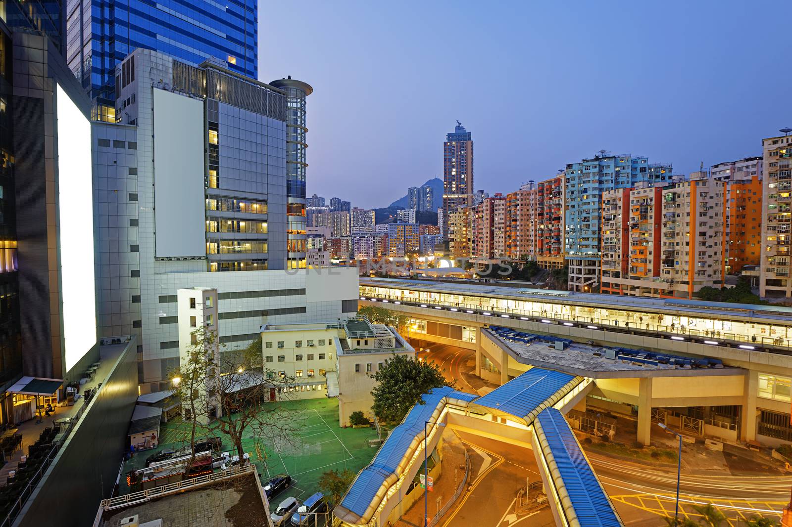 Hong Kong kwun tong downtown at night