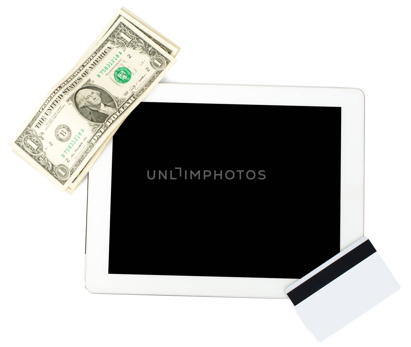 Tablet with cash and credits by cherezoff