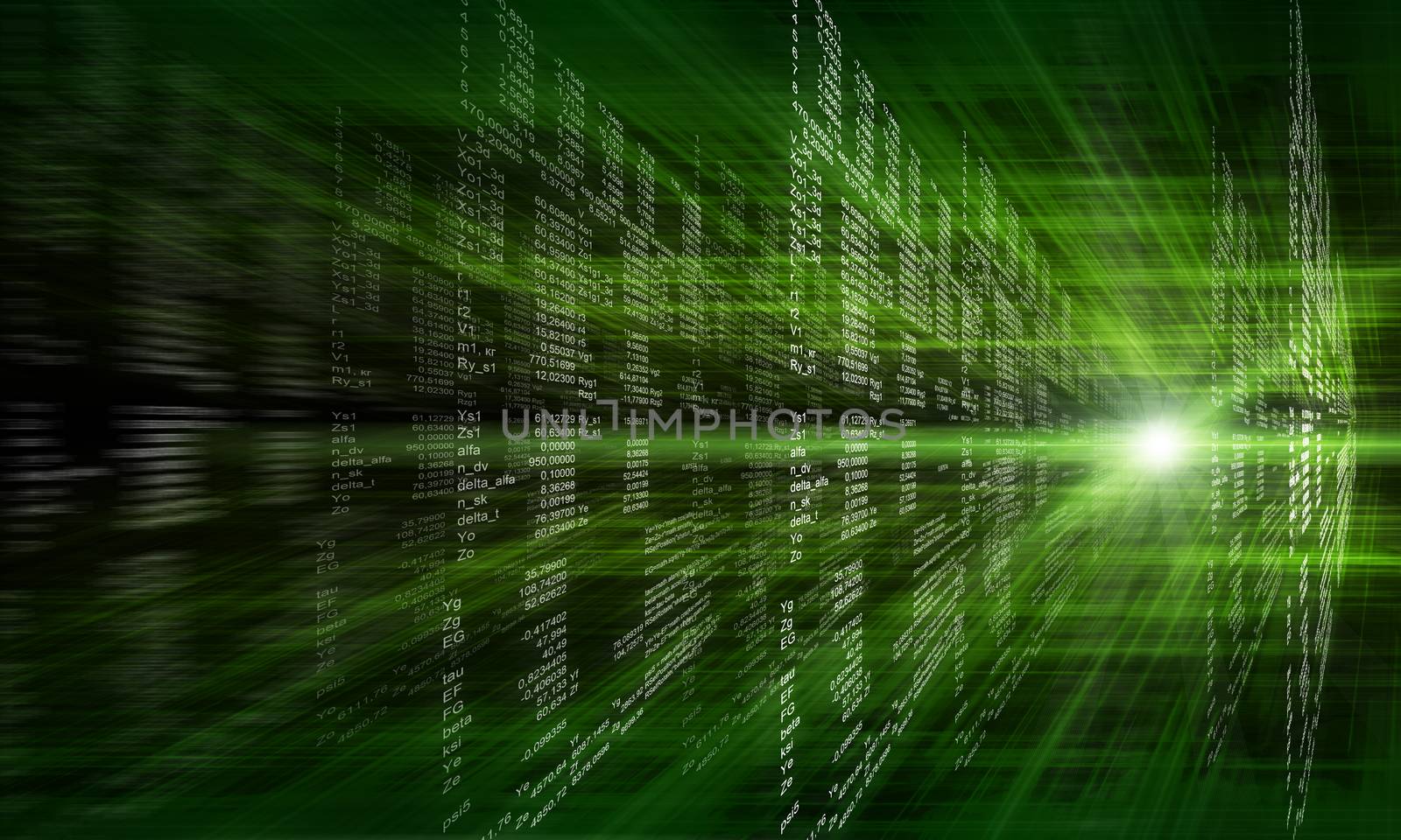 Green Digital Abstract background with numbers and light
