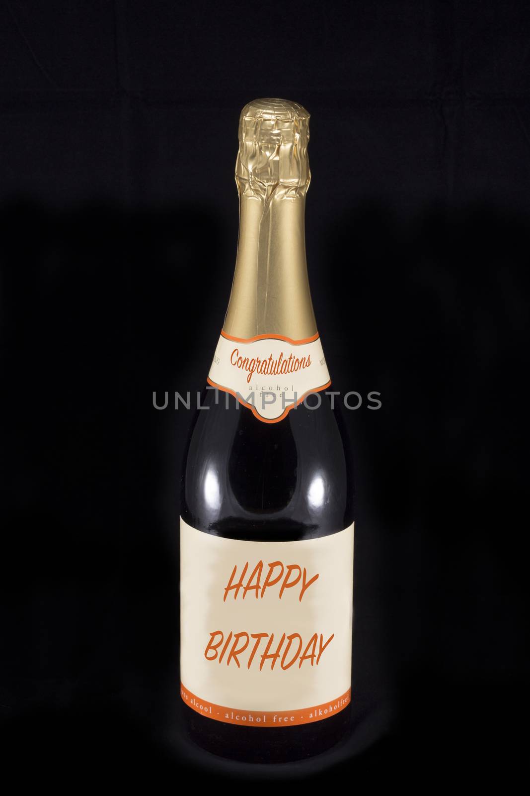 Champaign bottle with text Congratulations and Happy Birthday