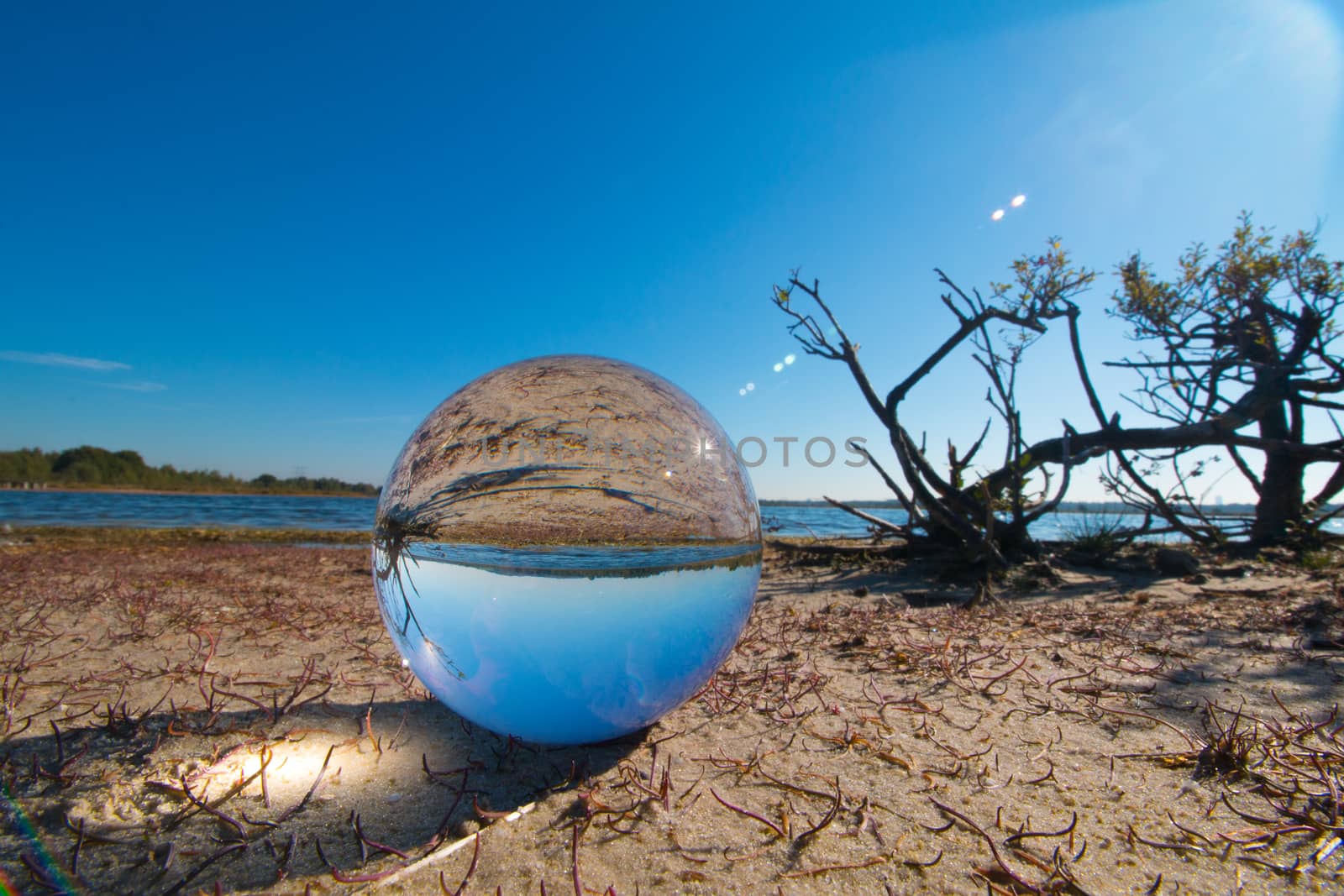 Beach in glass sphere