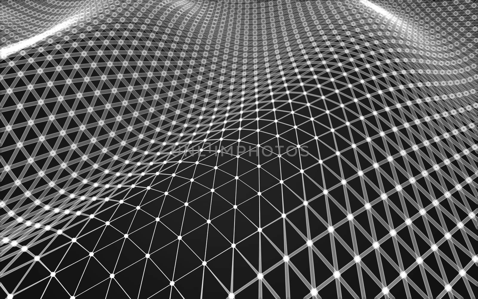 Abstract polygonal space low poly dark background with connecting dots and lines. Connection structure.