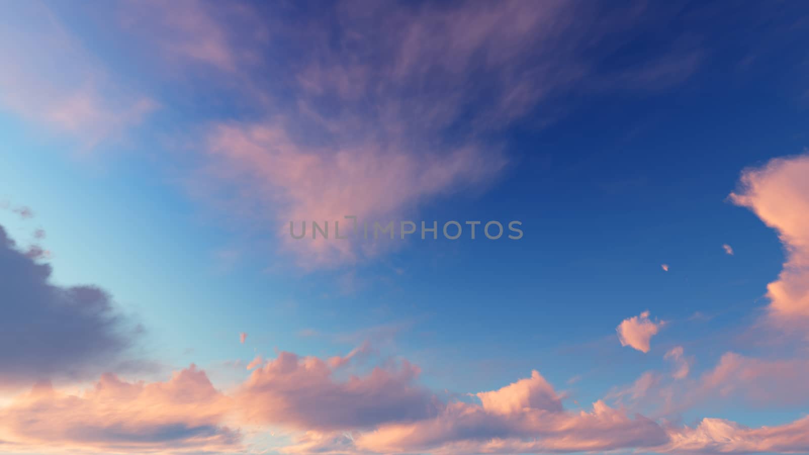 Cloudy blue sky abstract background, blue sky background with tiny clouds, 3d rendering

