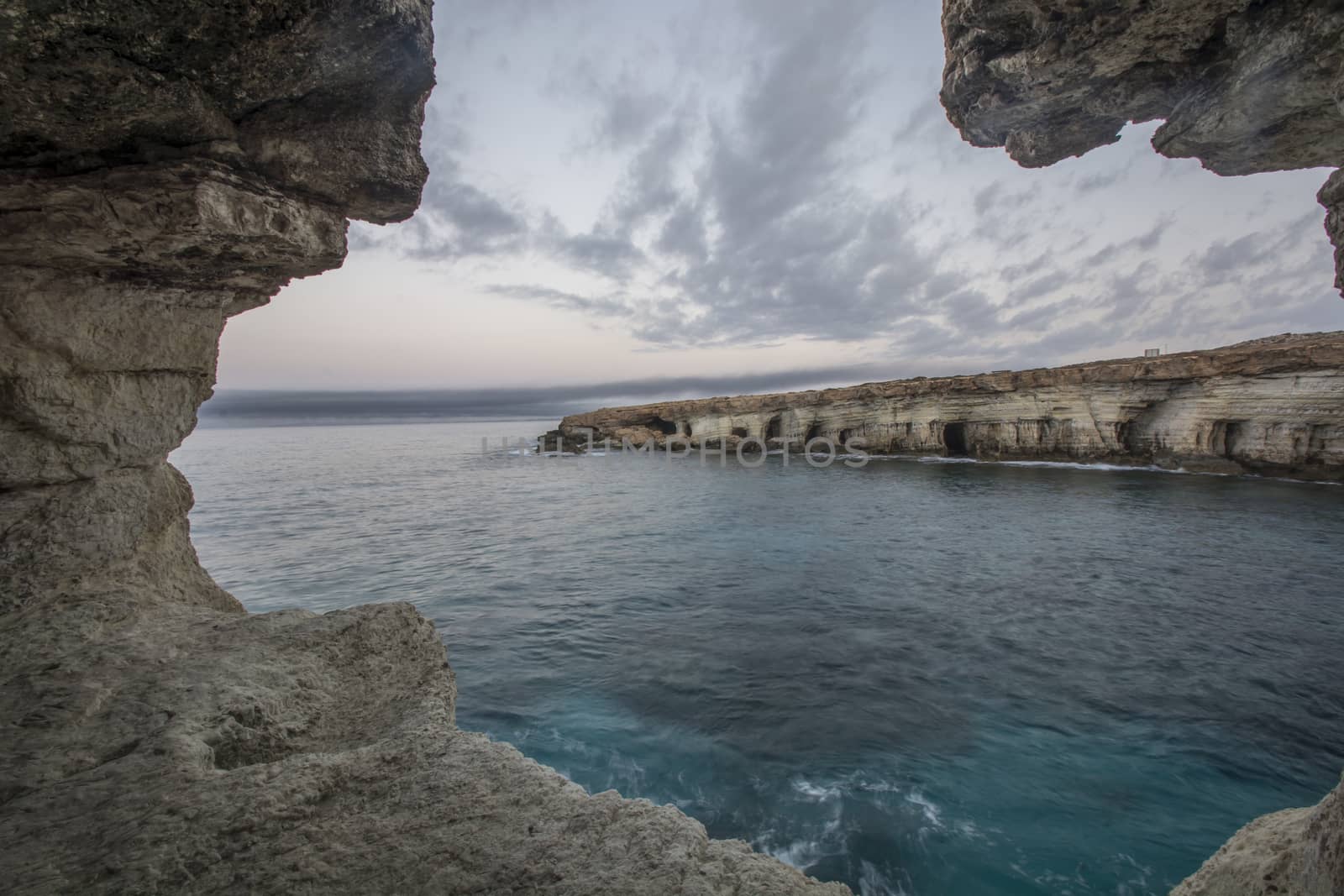 Sea caves near Cape Greko. Mediterranean Sea,Cyprus


