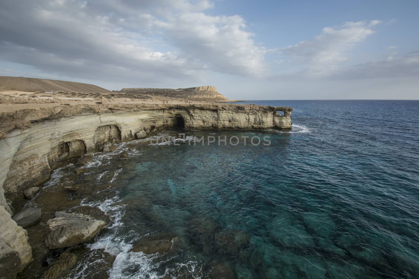 Sea caves near Cape Greko. Mediterranean Sea,Cyprus