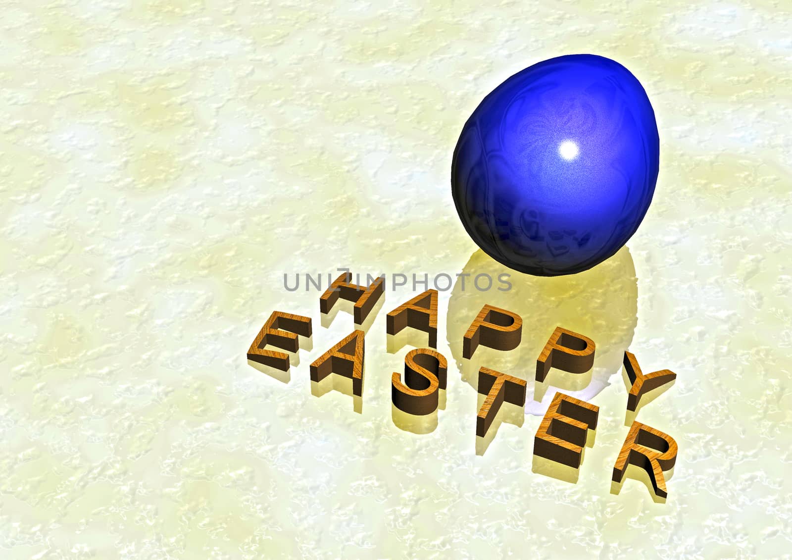 Dimensional inscription Happy Easter on white background. 3D rendering.