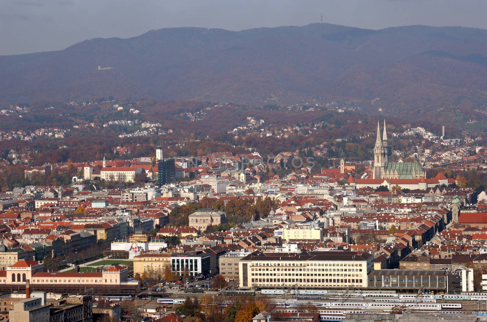 Aerial view of Zagreb, the capital of Croatia.