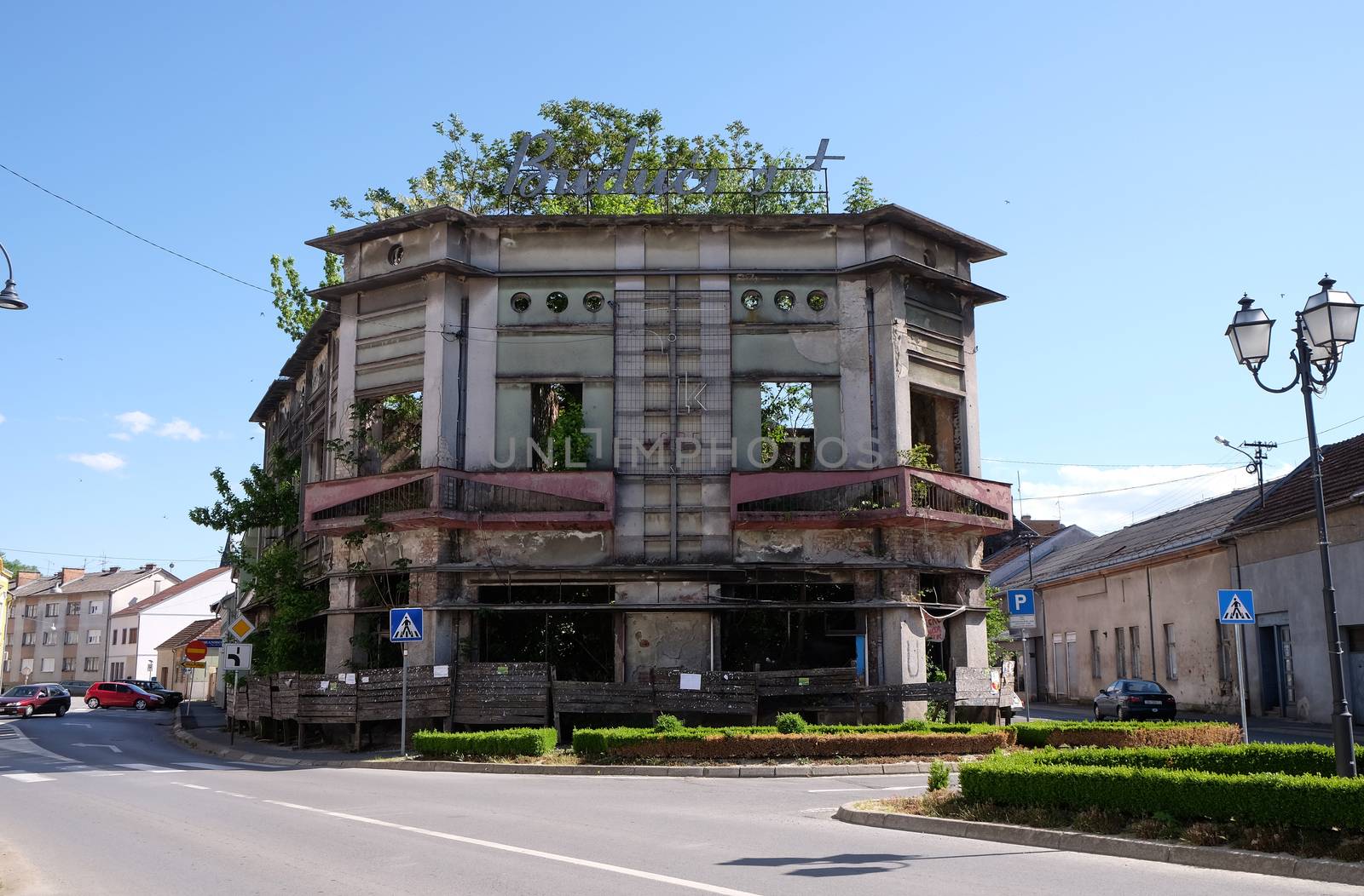 Destroyed house as war aftermath. The Croatian War of Independence was fought from 1991 to 1995 in Pakrac, Croatia