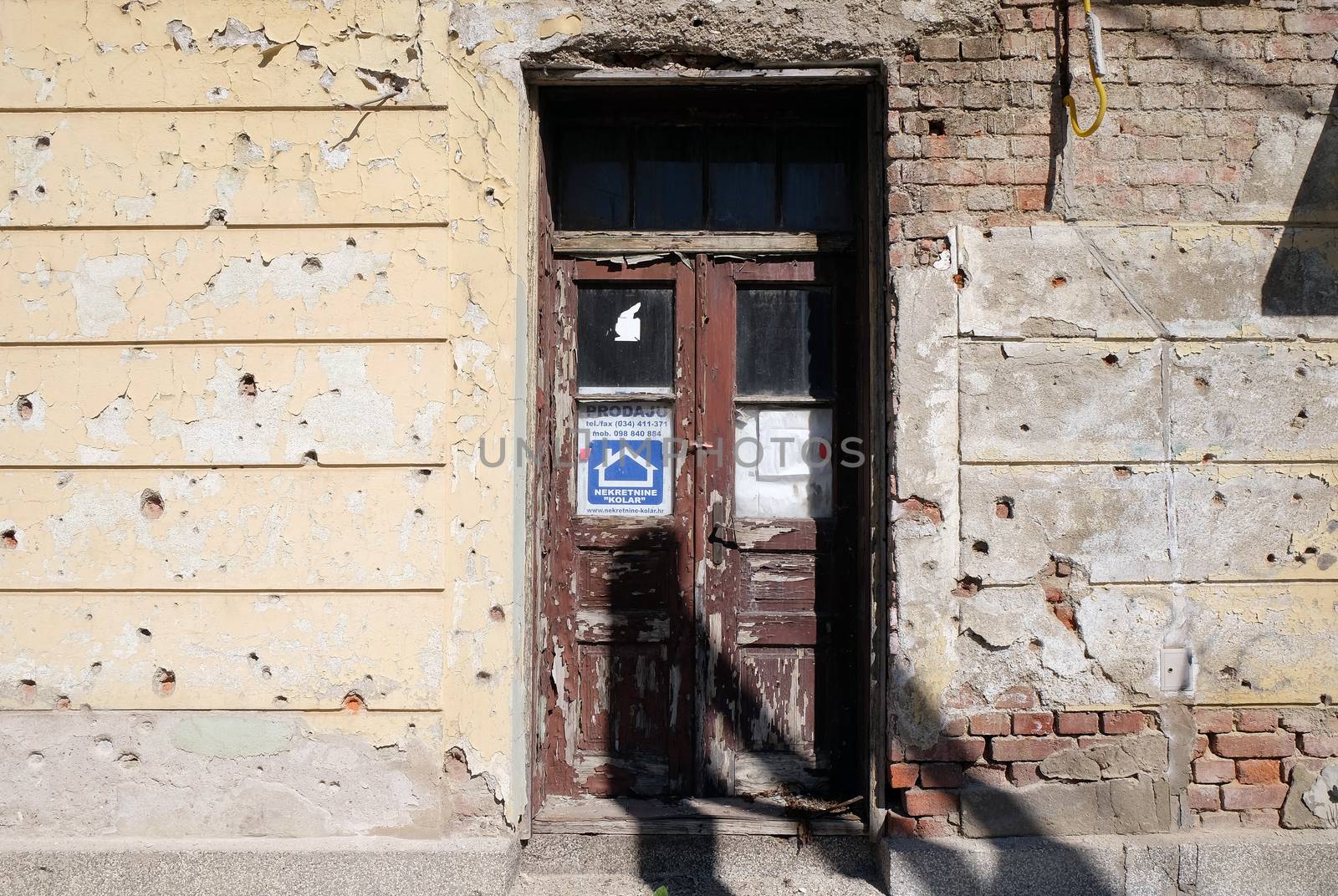 Destroyed house as war aftermath. The Croatian War of Independence was fought from 1991 to 1995 in Pakrac, Croatia
