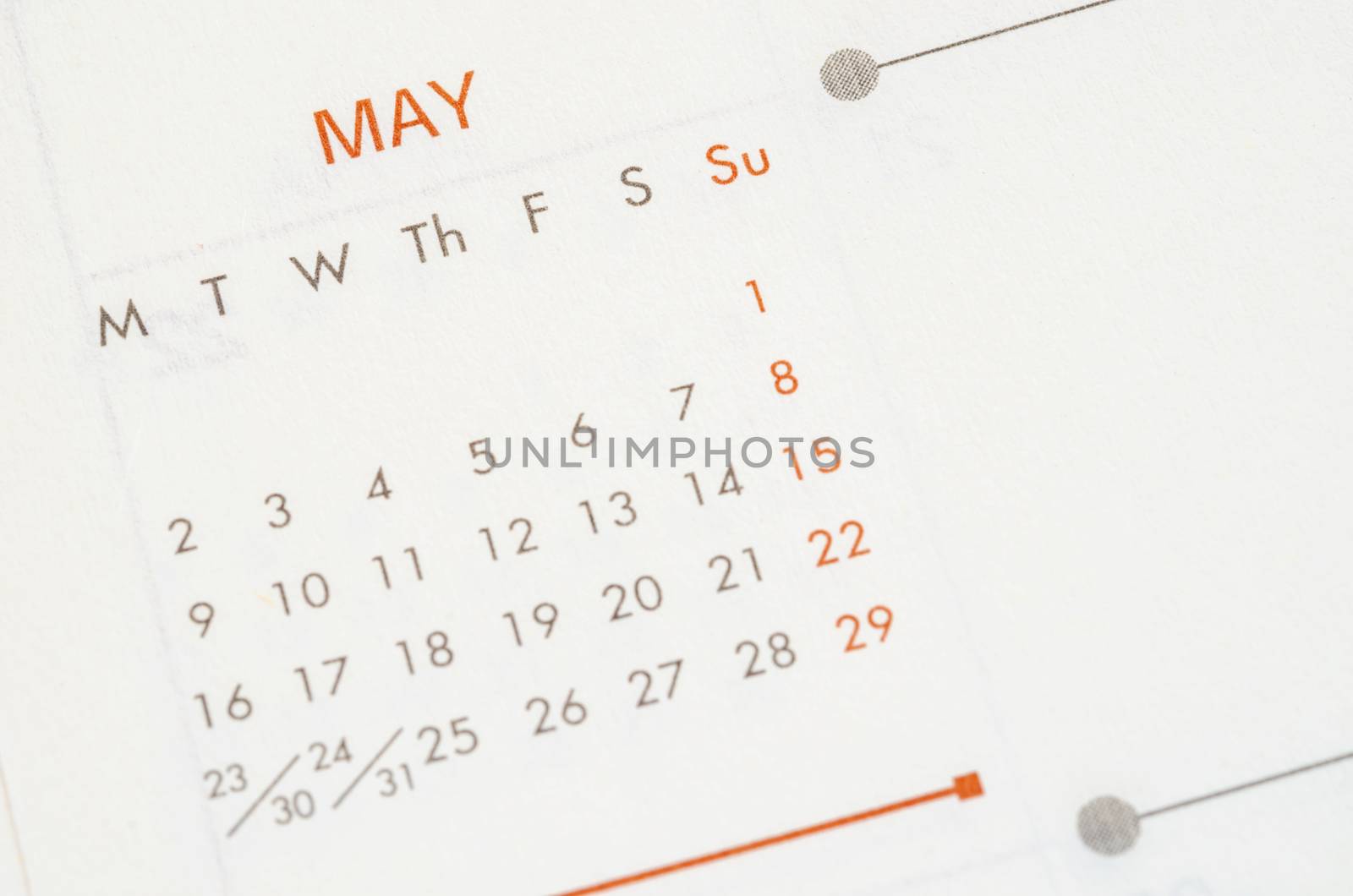 May 2016 calendar recycled paper background, weeks start from Monday
