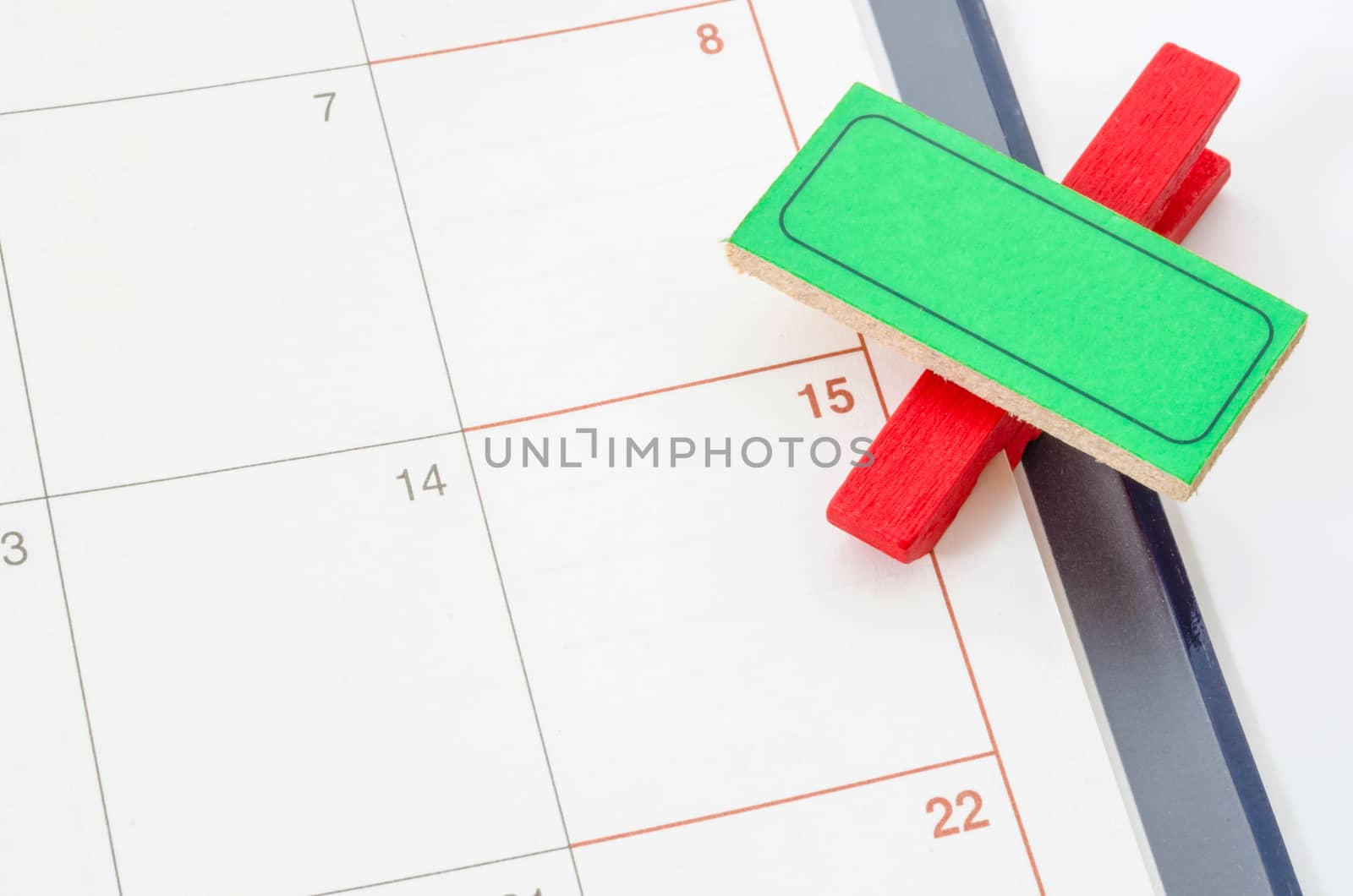 Blank wood clip Tag for your text on schedule, calendar.