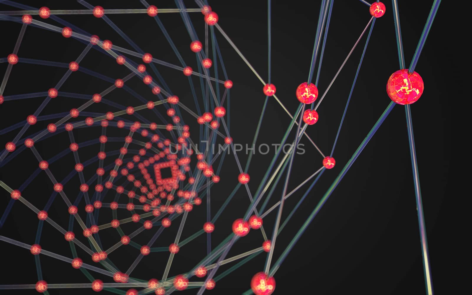 Abstract polygonal space low poly dark background with connecting dots and lines. Connection structure.