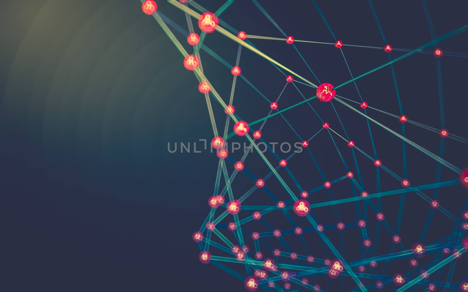 Abstract polygonal space low poly dark background with connecting dots and lines. Connection structure.