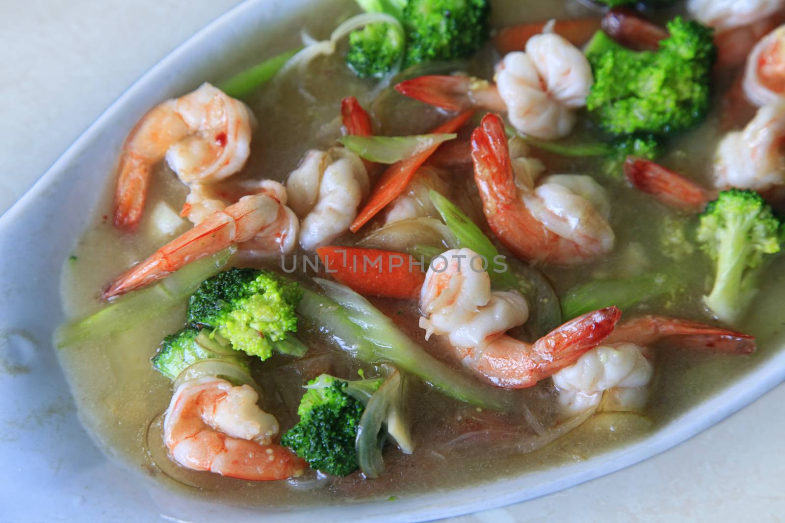 Prawn in sauce with a vegetables