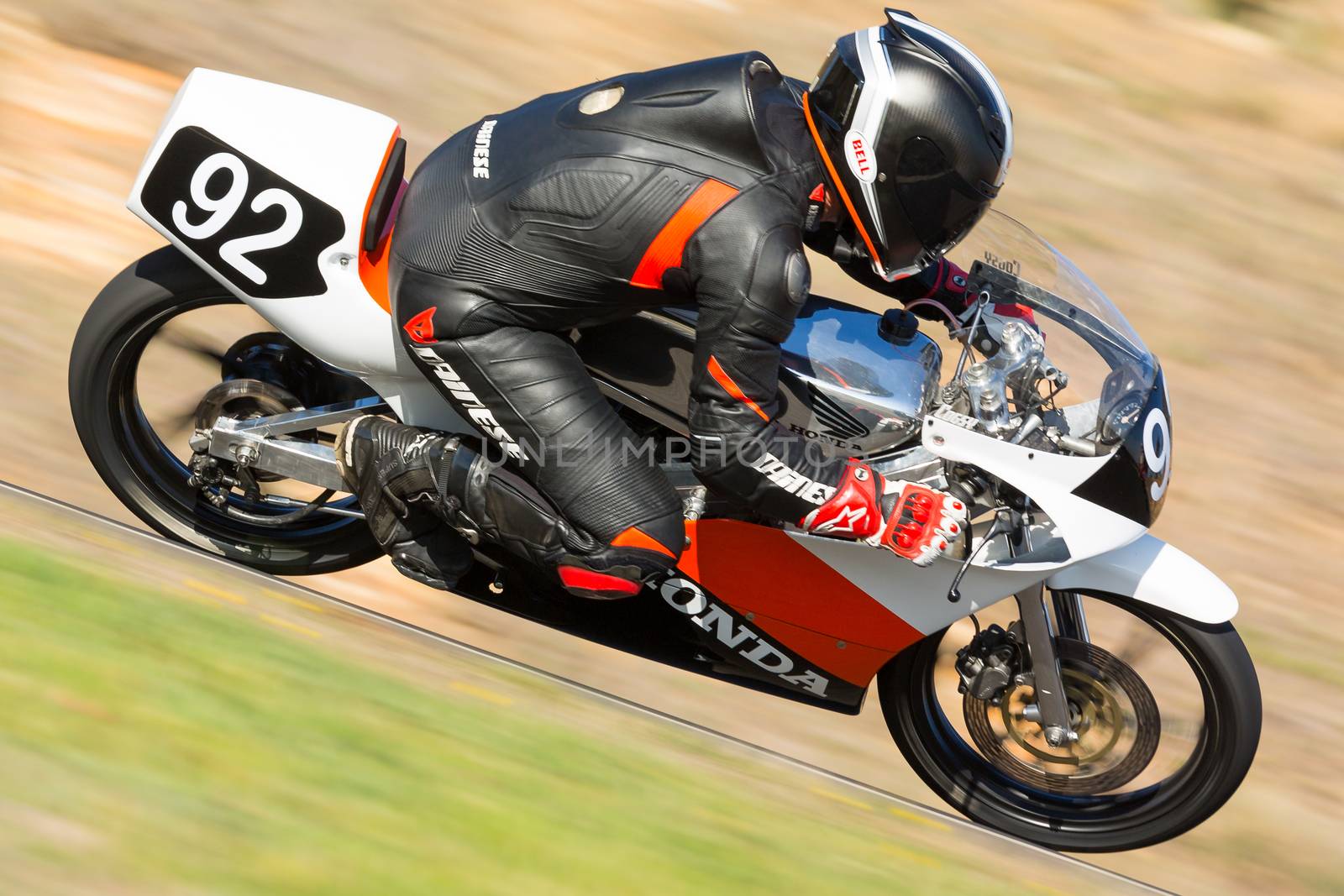 BROADFORD, VICTORIA/AUSTRALIA - APRIL 1, 2016: Classic bikes practice at Broadford Racetrack before the 2016 Shannons Victorian Historic Road Racing Championship.