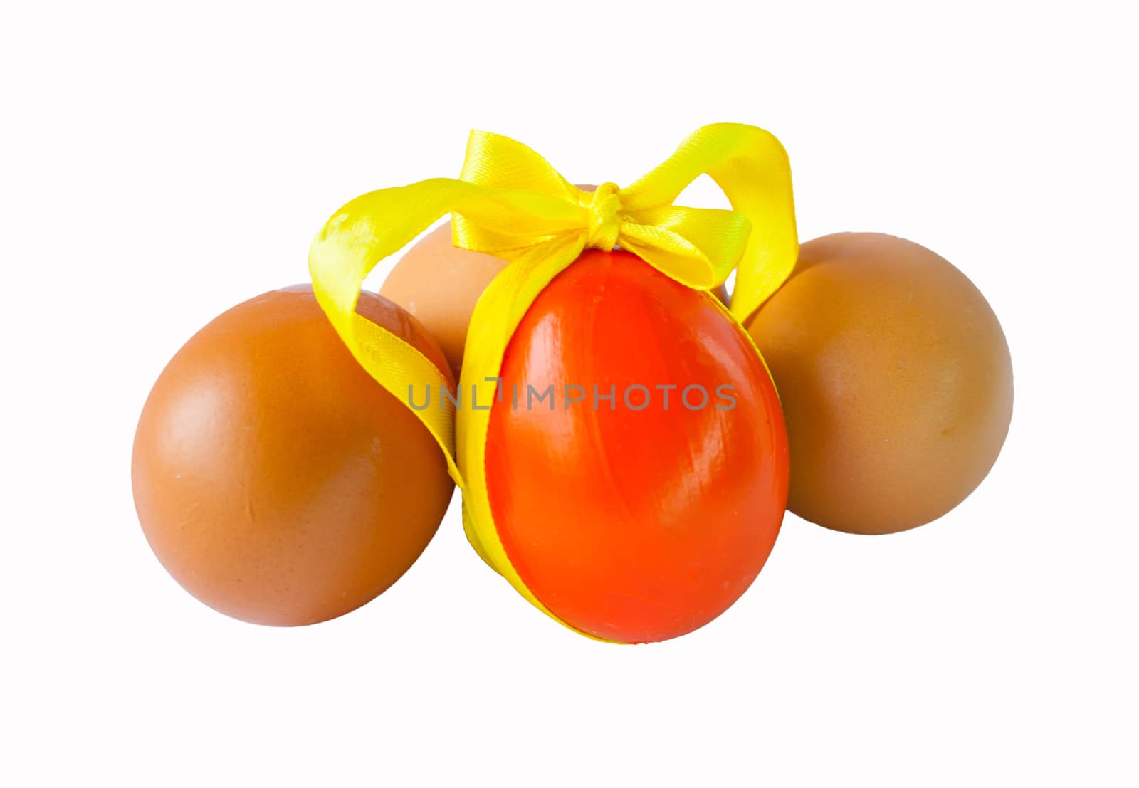Easter eggs with a tape on a white background