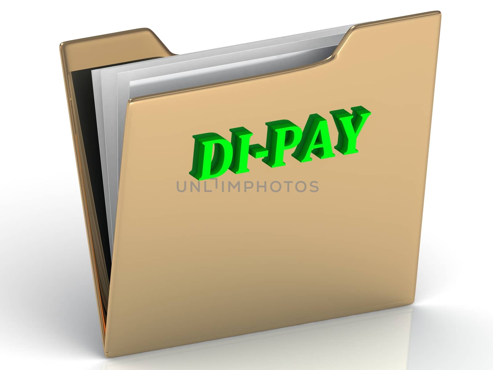 DI-PAY- bright color letters on a gold folder by GreenMost