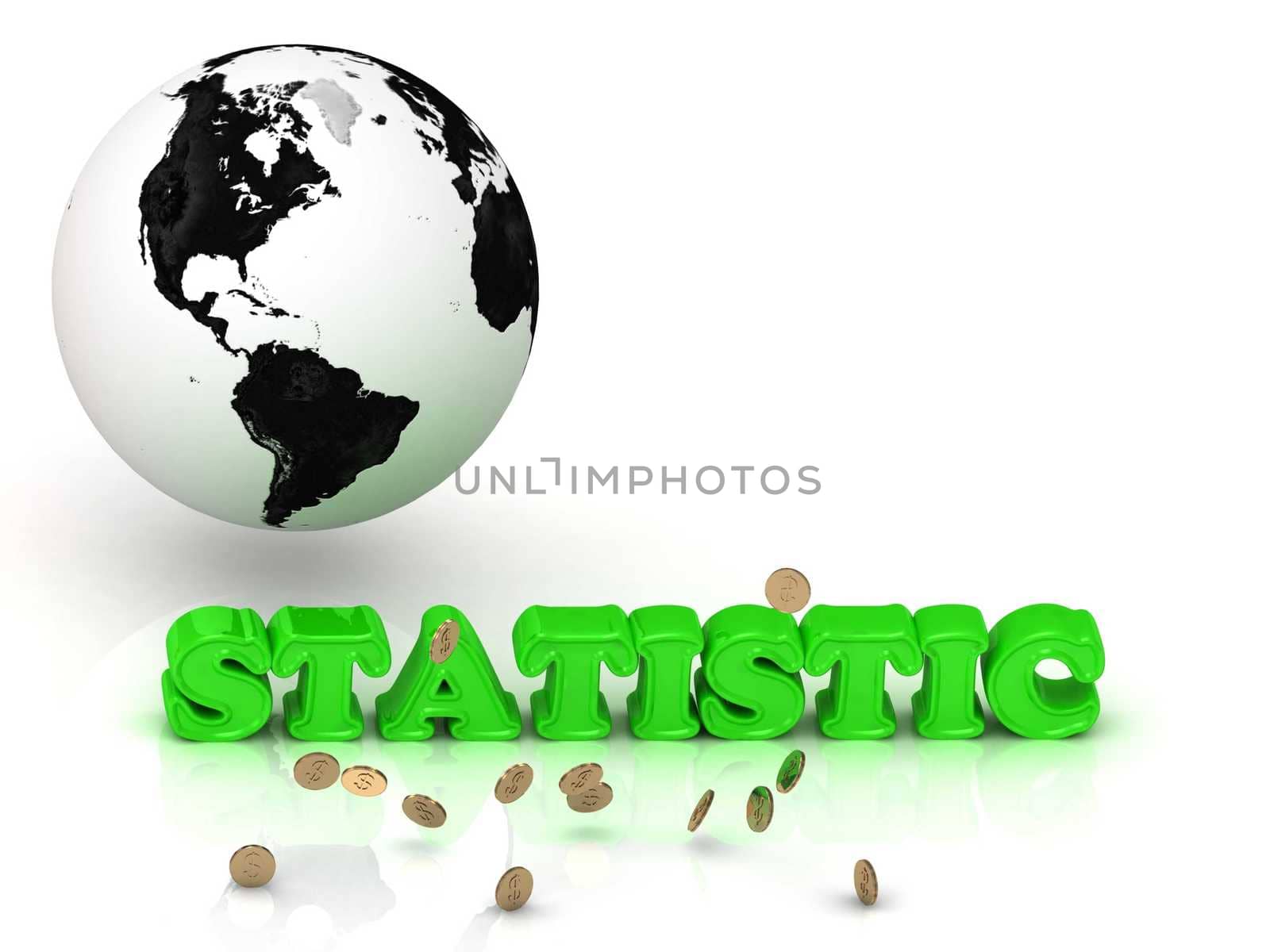 STATISTIC- bright color letters, black and white Earth by GreenMost