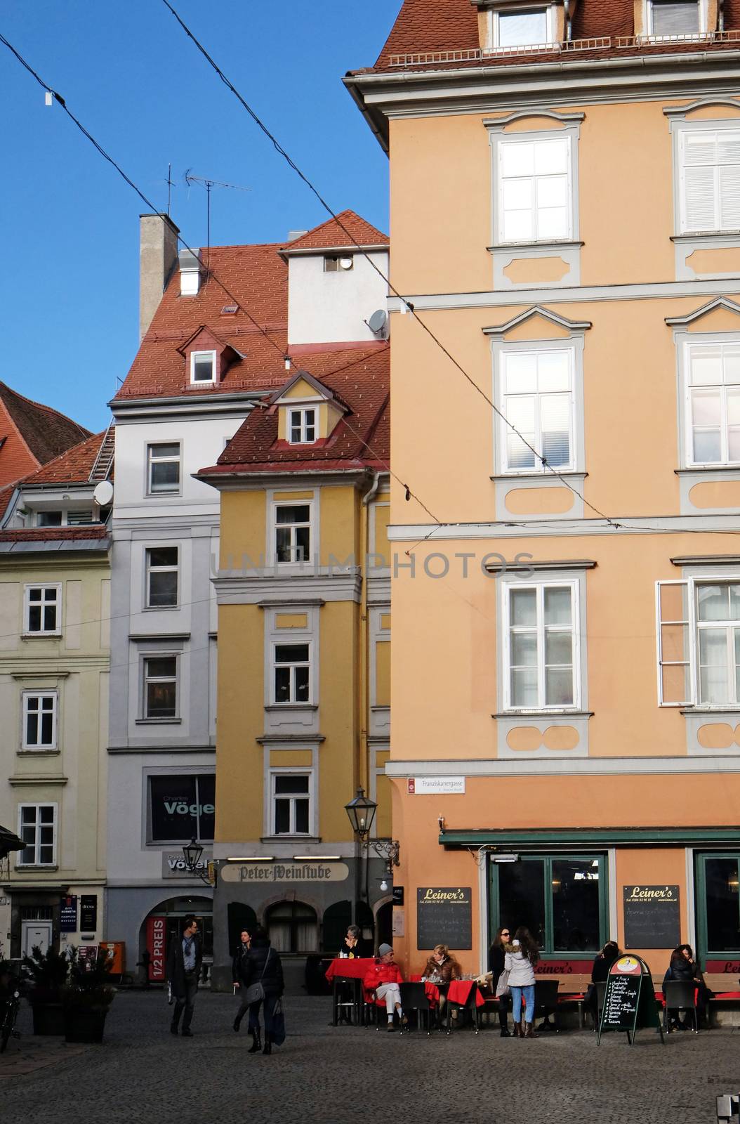 Cafe in the historical city center. With population of 300.000, Graz is second-largest city in Austria and capital of federal state of Styria, Graz, Austria