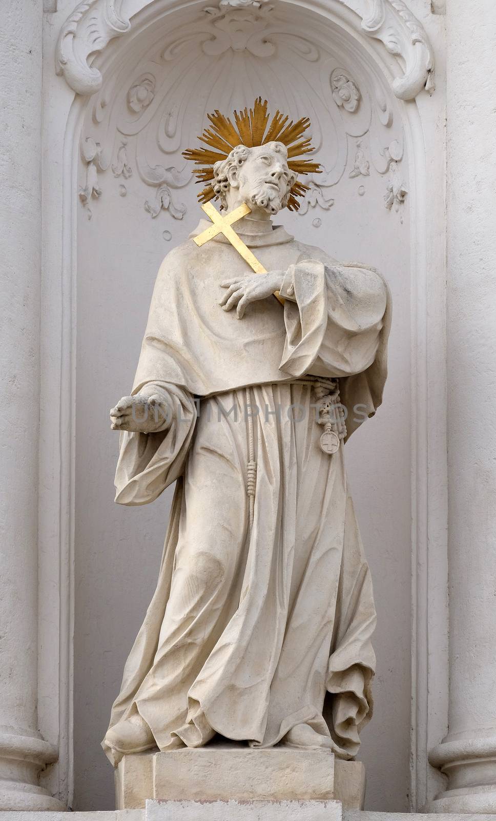 Saint Francis of Assisi on the portal of Mariahilf church in Graz, Styria, Austria
