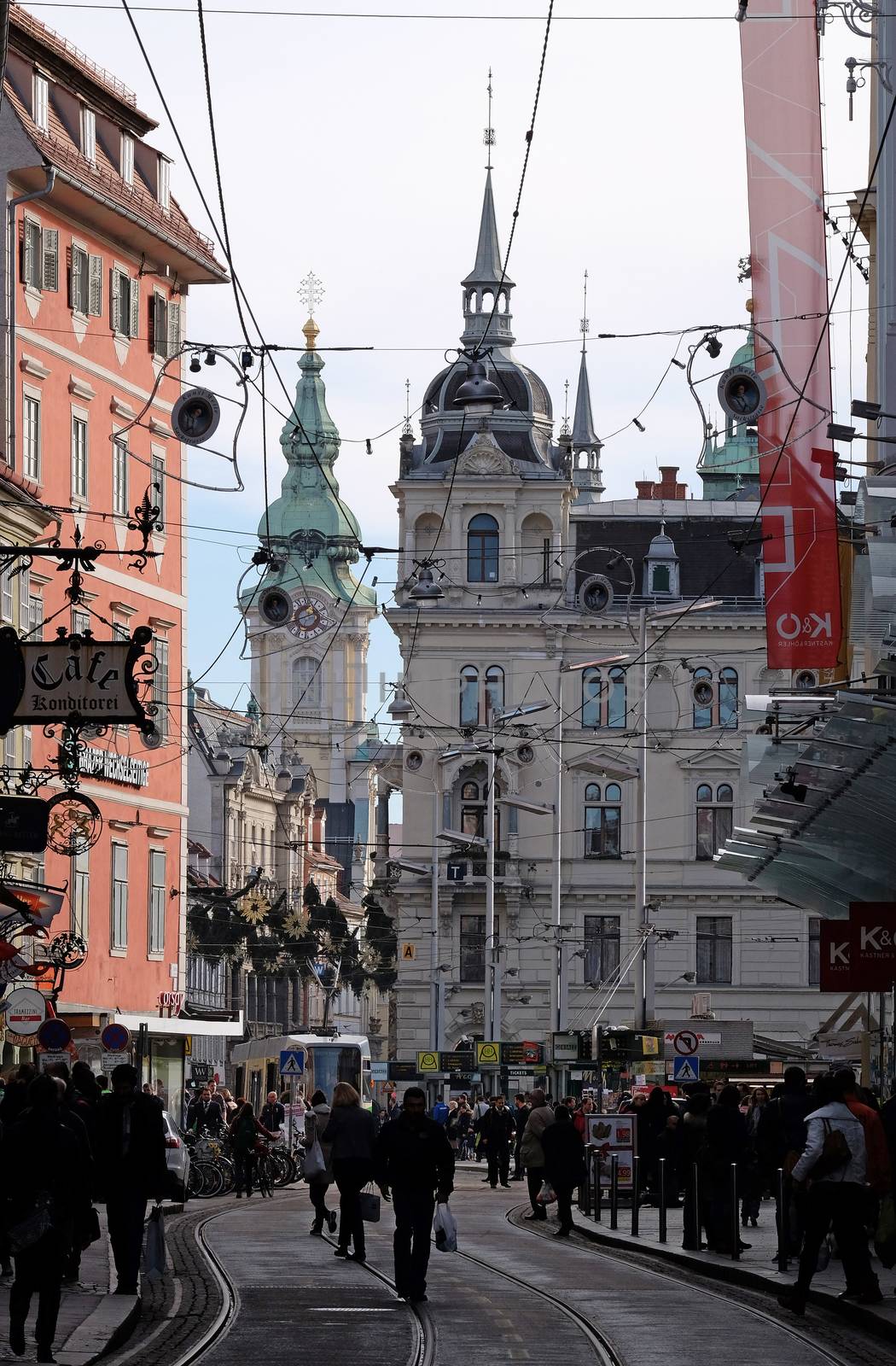 Town square, main street and the city hall of Graz, Styria, Austria