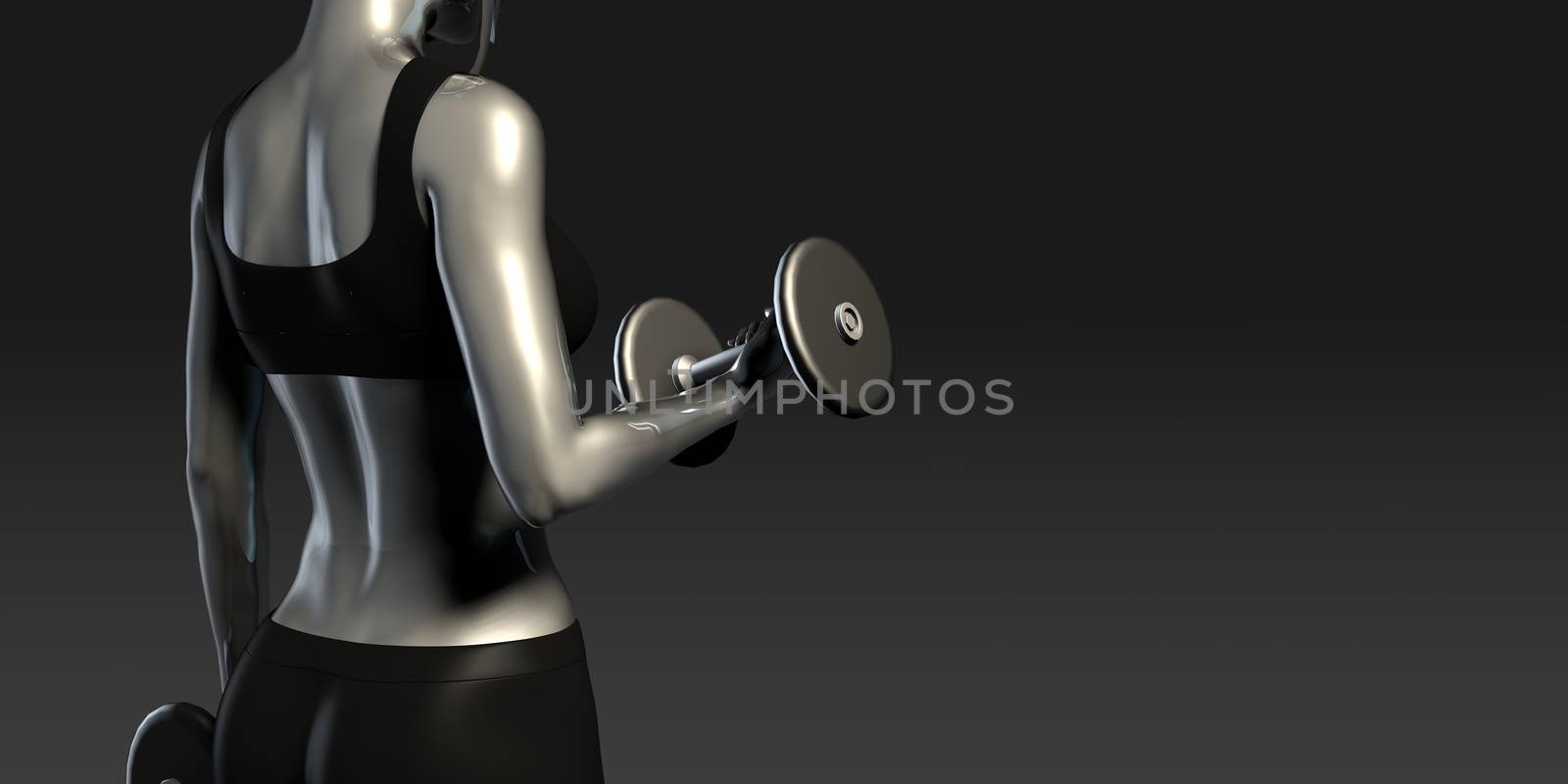Girl Working Out with Weights Banner Concept