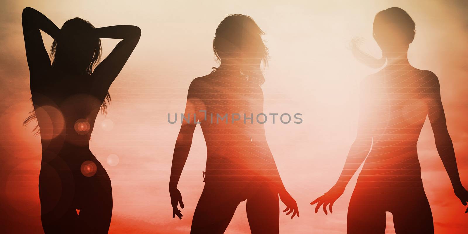 Ladies at the Beach with Silhouette as a Background