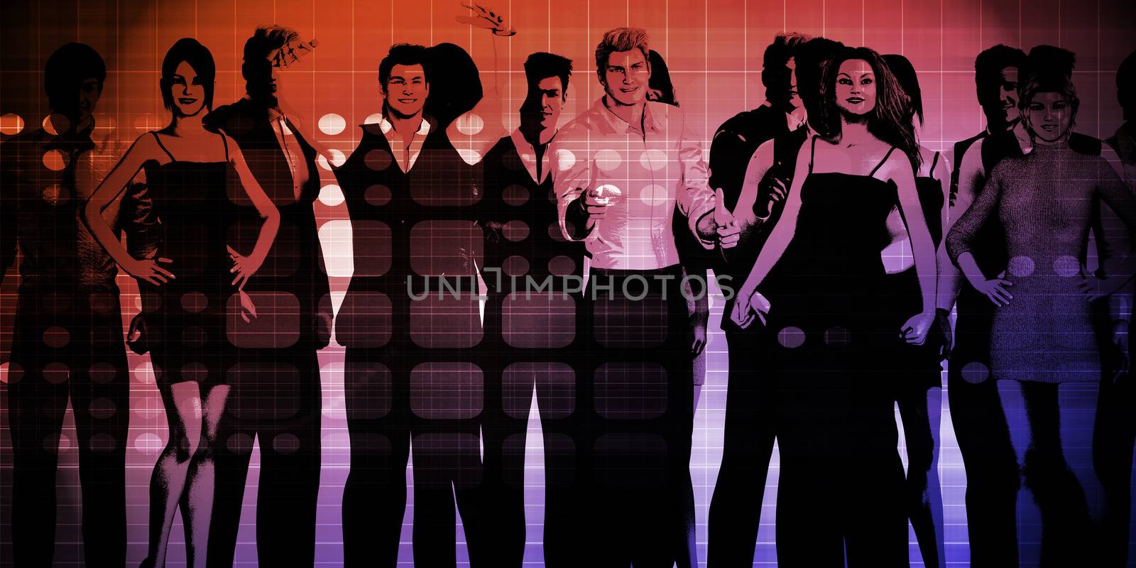 Teamwork on Digital Background as Concept Art