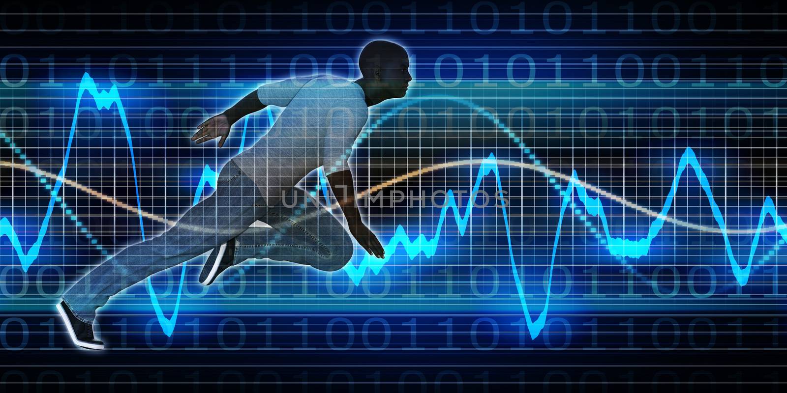 Successful Business with Black Man and Graph Background