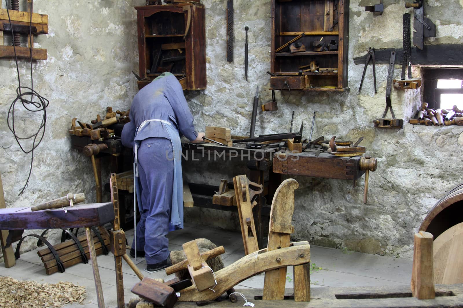 Carpenter's workshop in Ethnological Folk Museum Staro Selo in Kumrovec, Northern County of Zagorje, Croatia