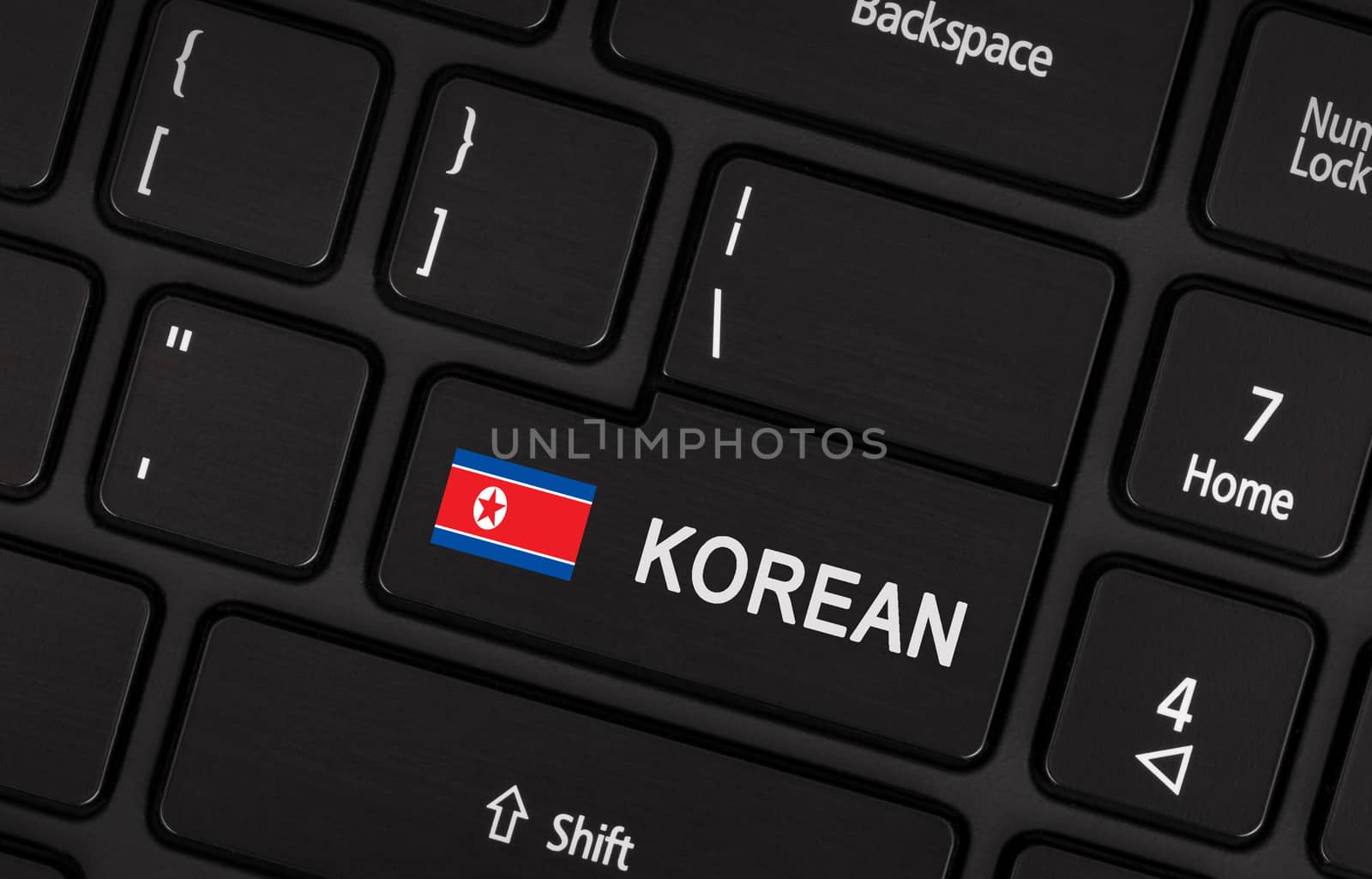 Enter button with flag North Korea - Concept of language (learning or translate)