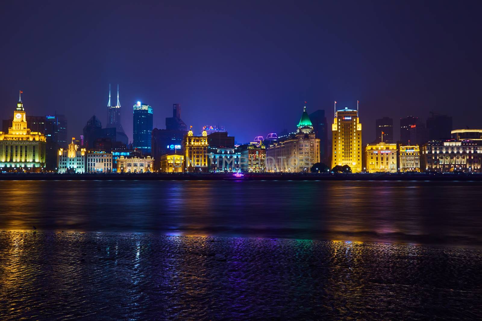Shanghai, China - March 12, 2016: beautiful shanghai bund at night 