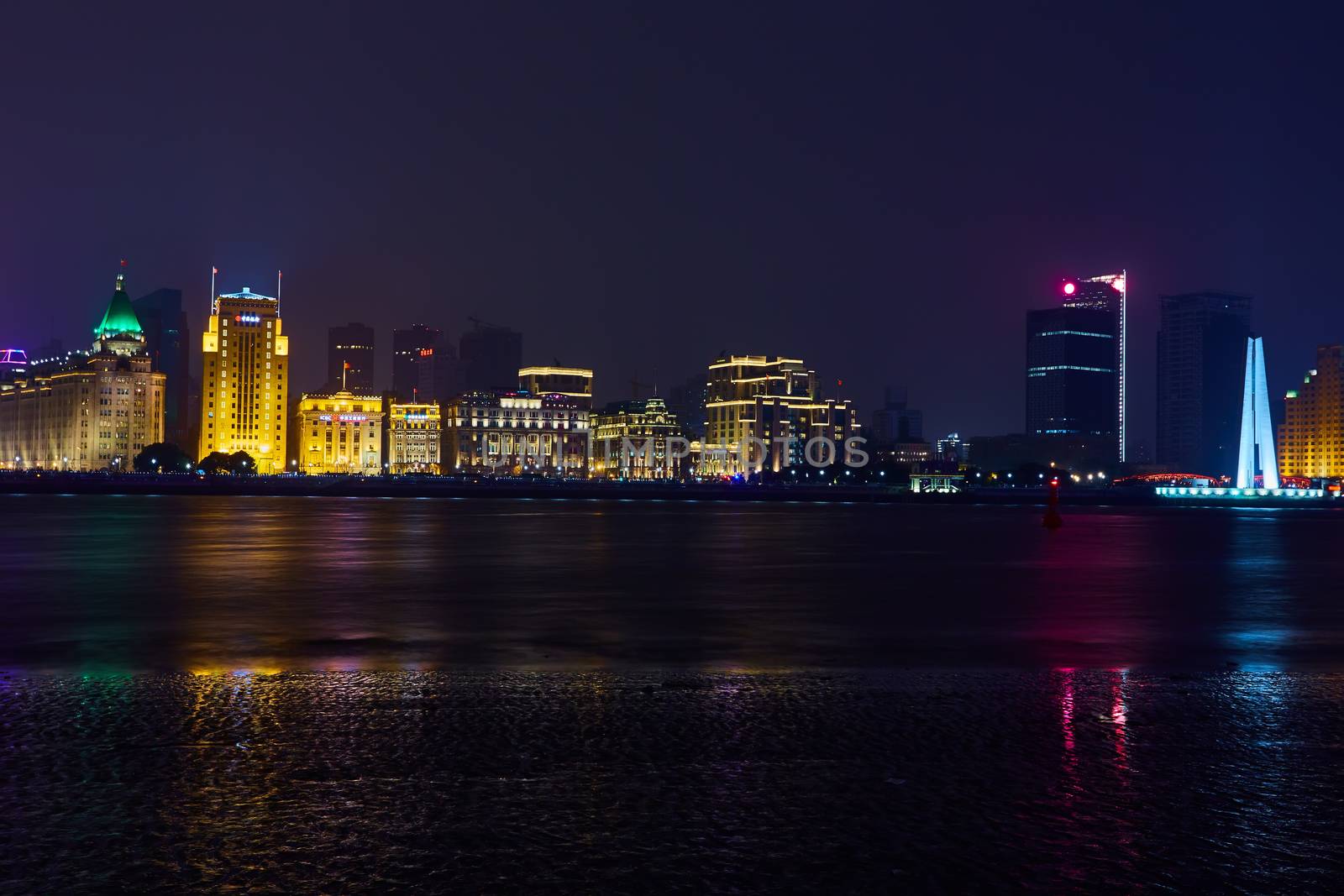 Shanghai, China - March 12, 2016: beautiful shanghai bund at night 