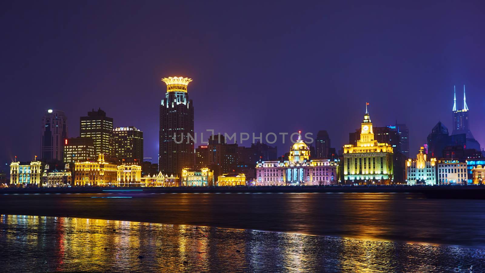 Shanghai, China - March 12, 2016: beautiful shanghai bund at night 