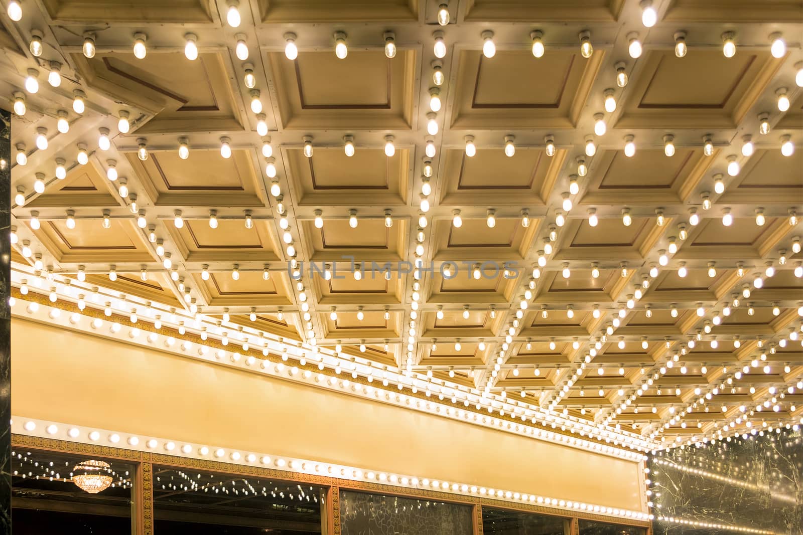 Theater Marquee Lights Ceiling in Portland Oregon downtown on Broadway