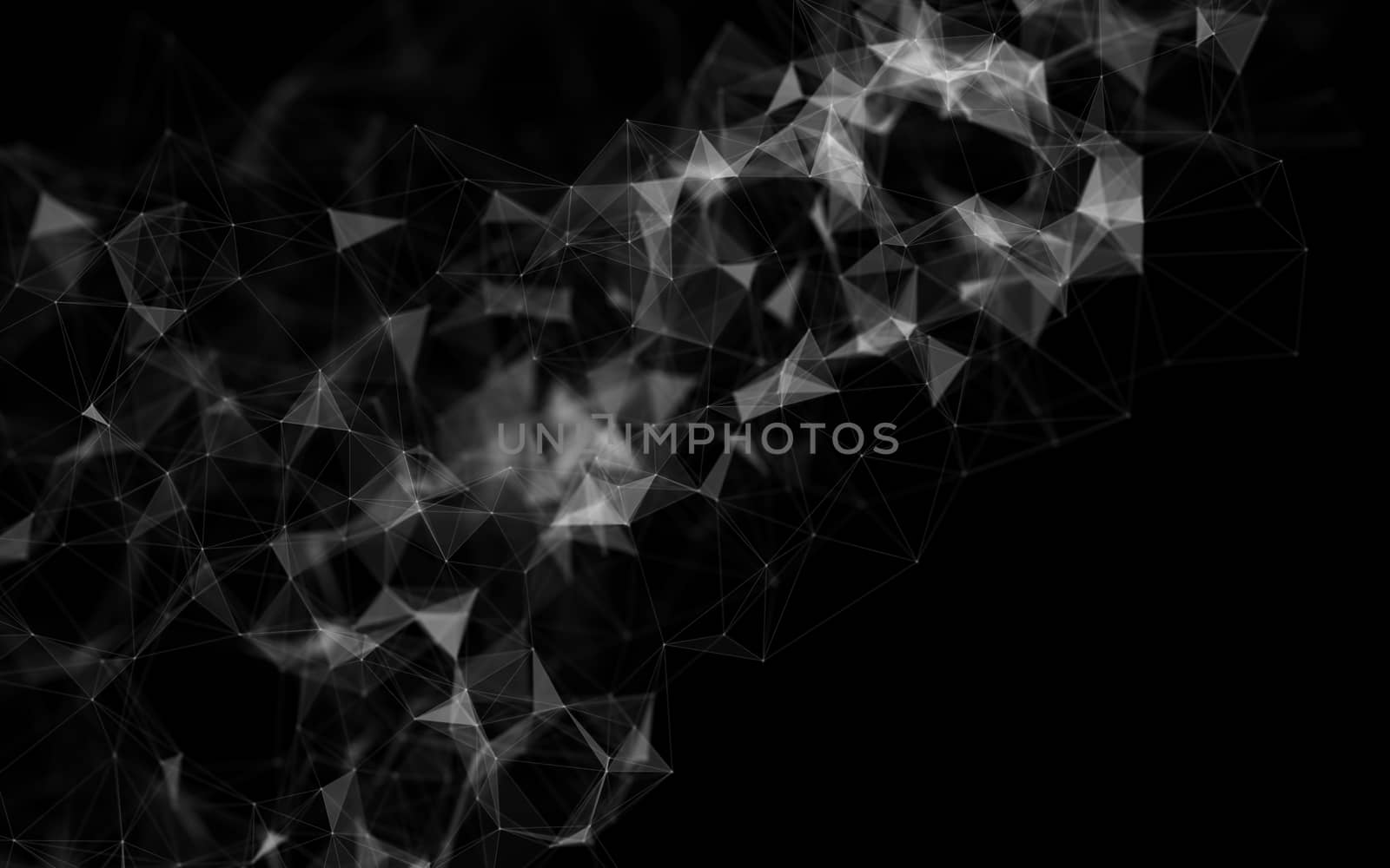 Abstract polygonal space low poly dark background with connecting dots and lines. Connection structure.