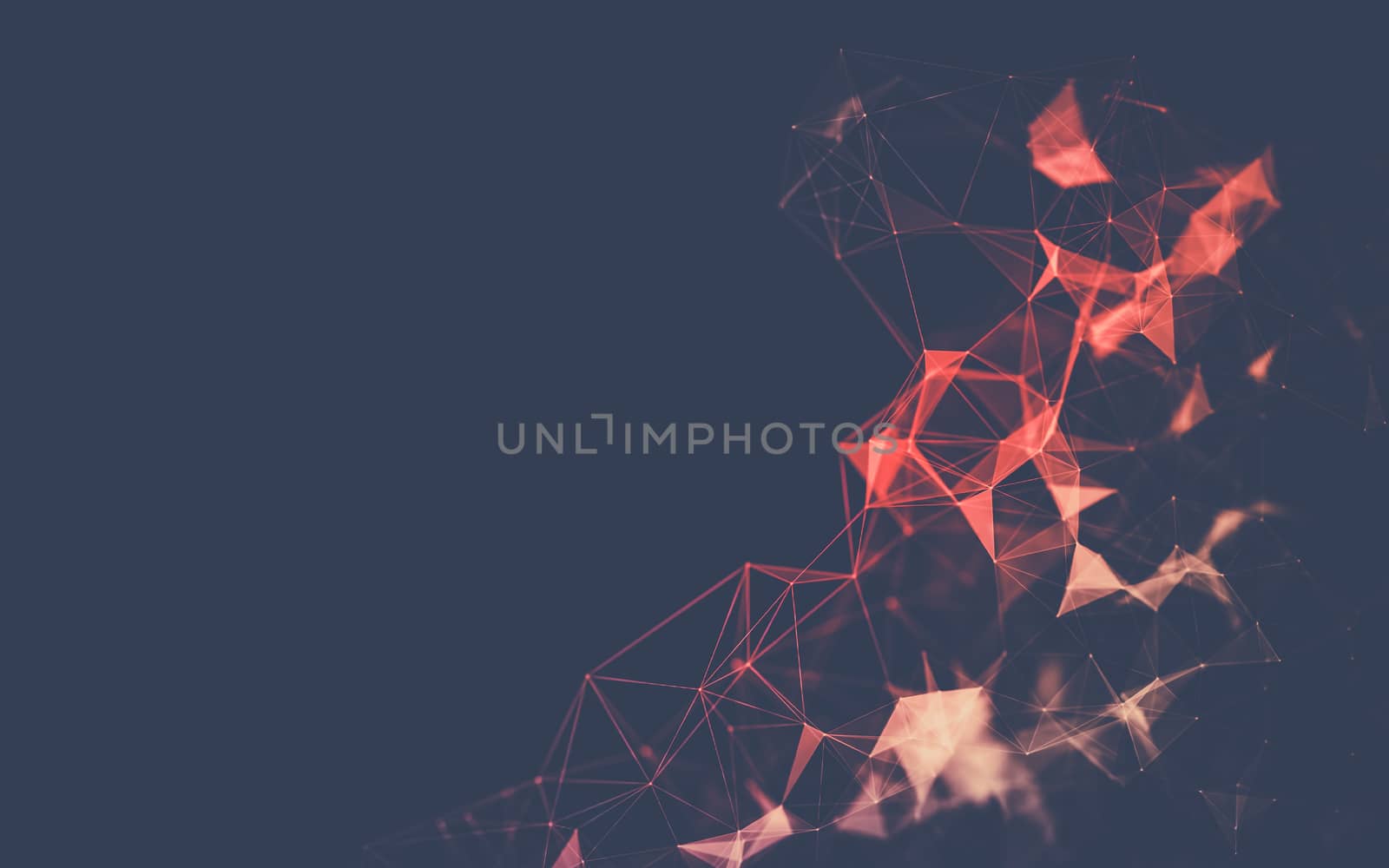 Abstract polygonal space low poly dark background with connecting dots and lines. Connection structure.